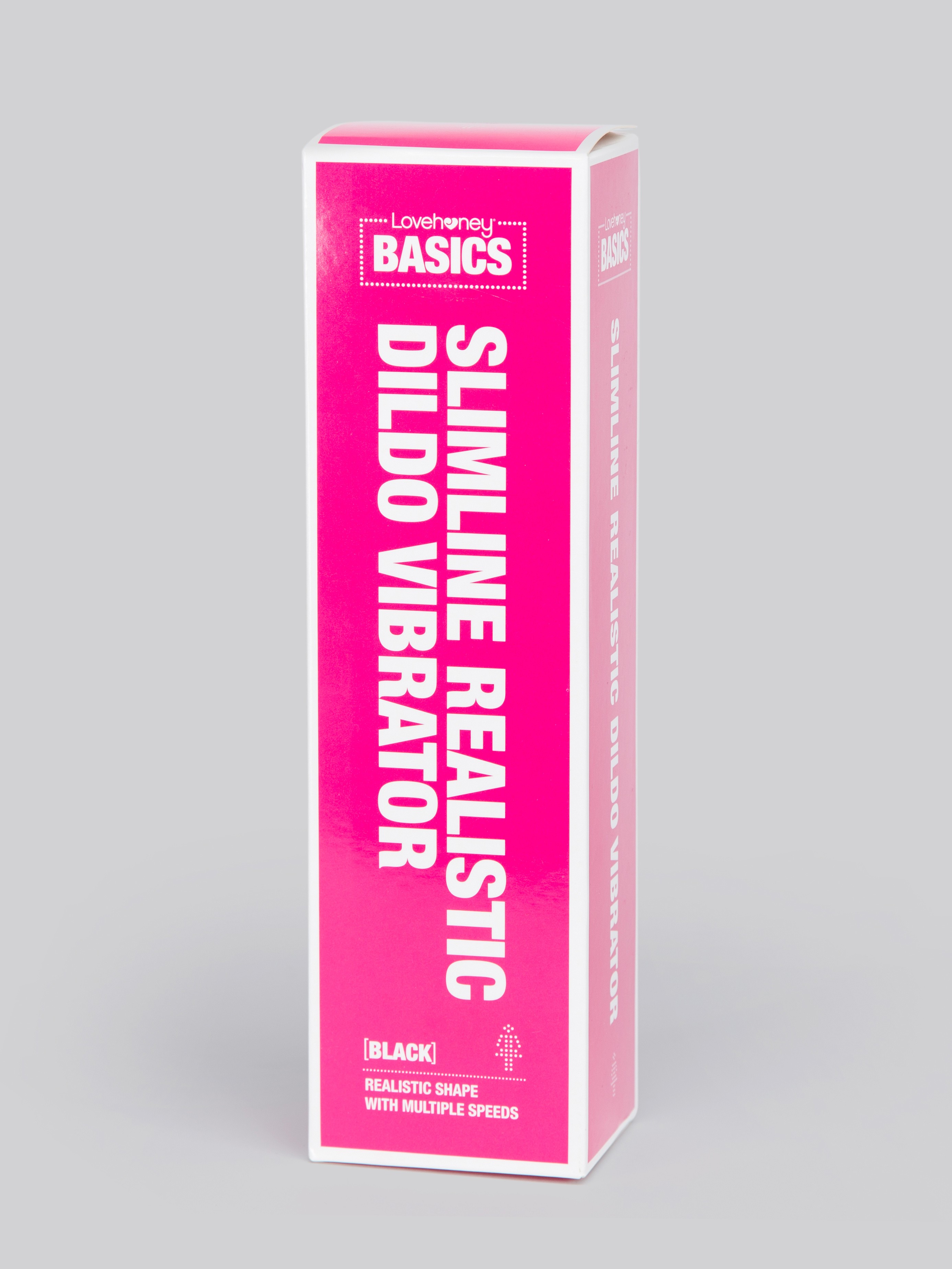 BASICS Slimline Realistic Dildo Vibrator 8 Inch, Black, hi-res