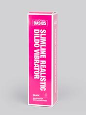 BASICS Slimline Realistic Dildo Vibrator 8 Inch, Black, hi-res