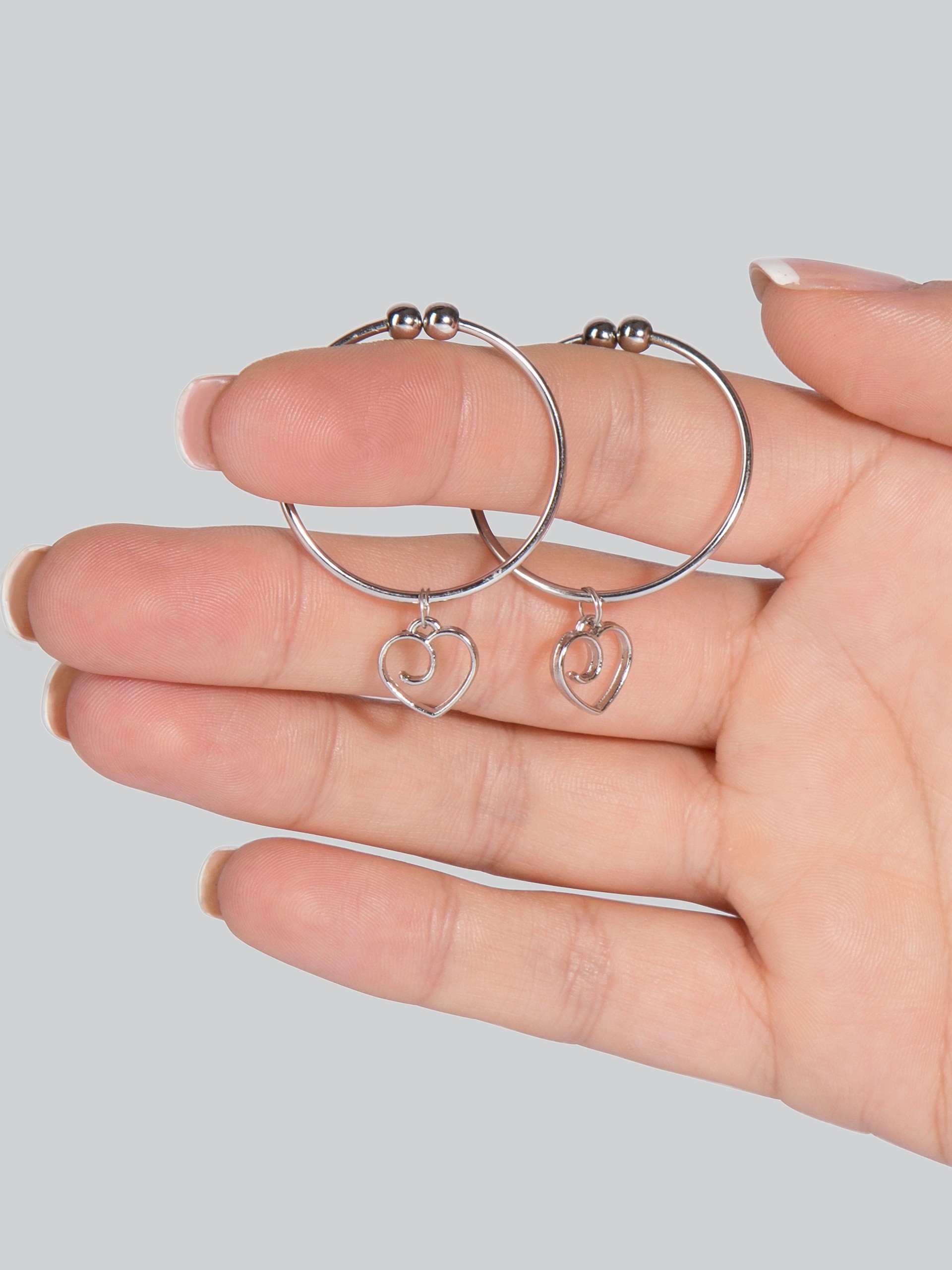Lovehoney Tease Me Advanced Nipple Clamps with Heart Charms, Silver, hi-res