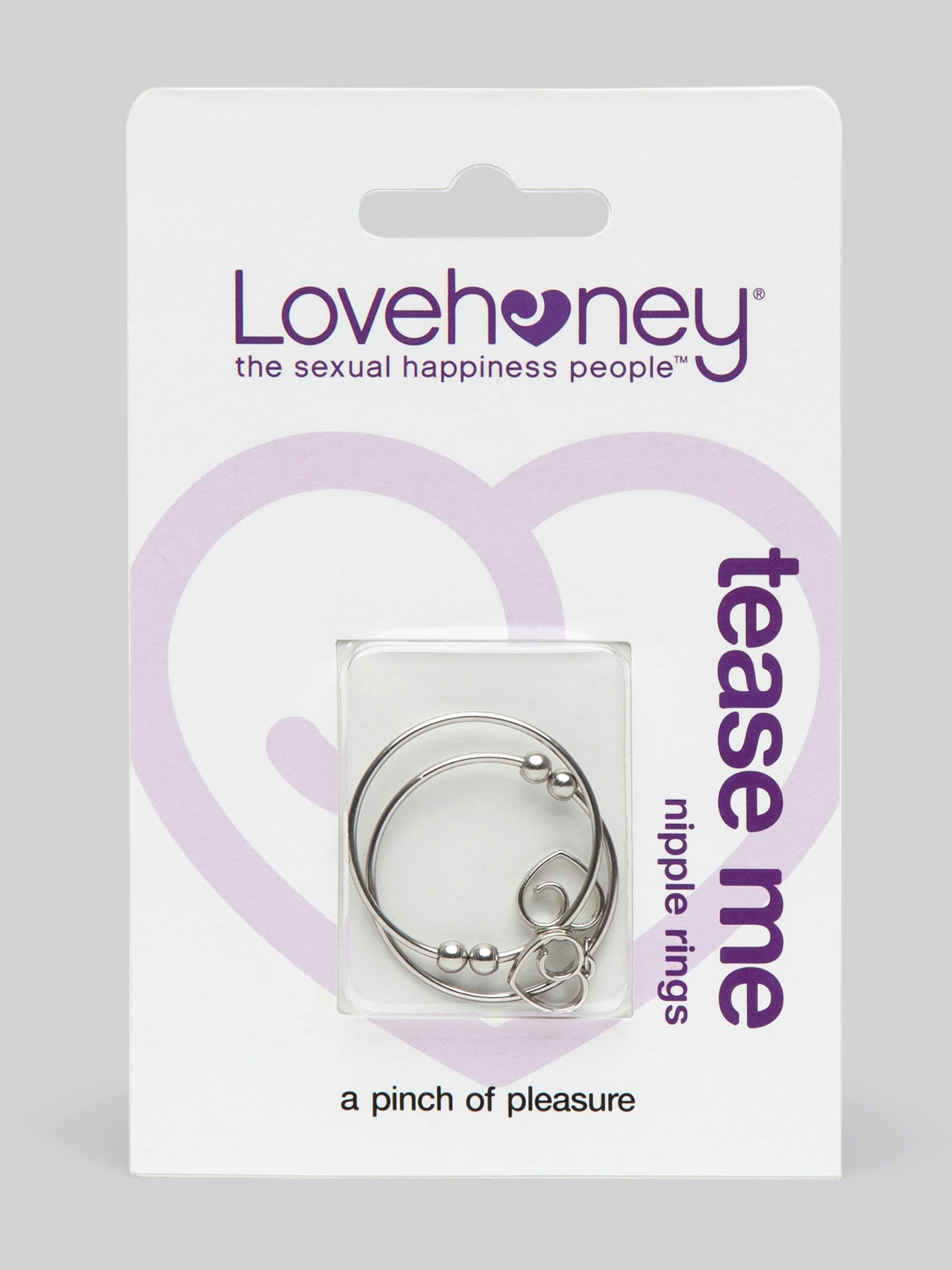 Lovehoney Tease Me Advanced Nipple Clamps with Heart Charms, Silver, hi-res