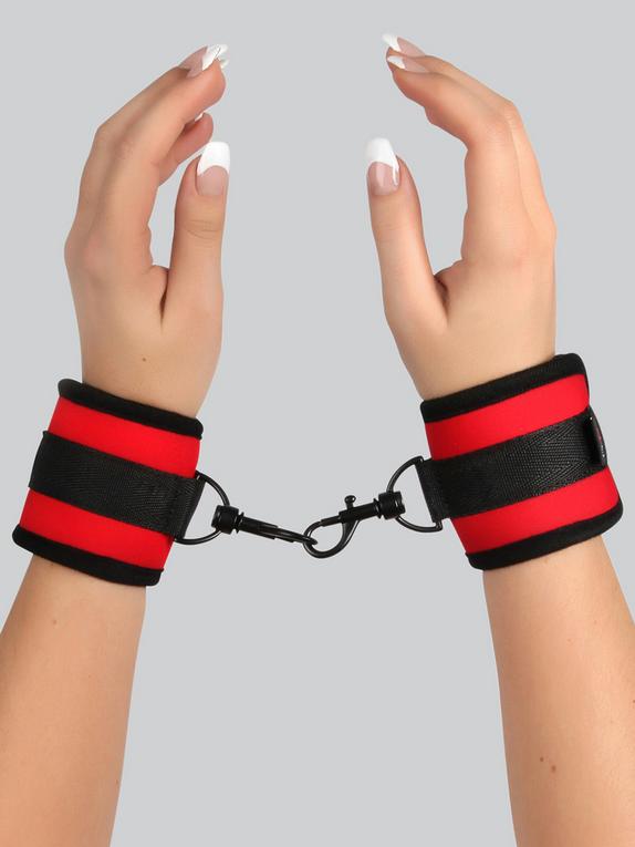 Bondage Boutique Soft Handcuffs, Red, hi-res