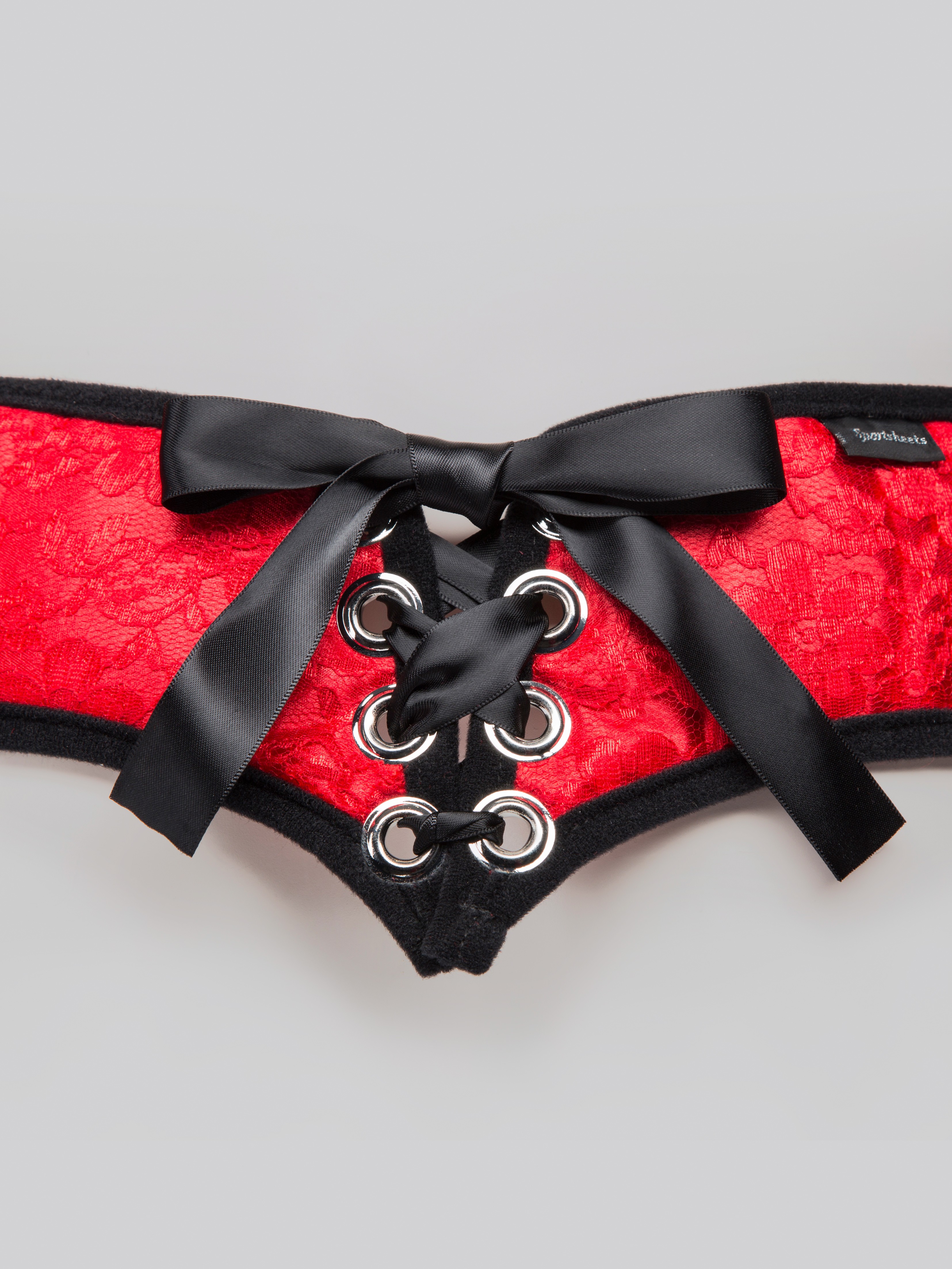 Sportsheets Chantilly Lace Extra Support Corset-Back Strap-On Harness, Red, hi-res