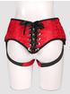 Sportsheets Plus Size Chantilly Lace Corset-Back Unisex Strap On Harness, Red, hi-res