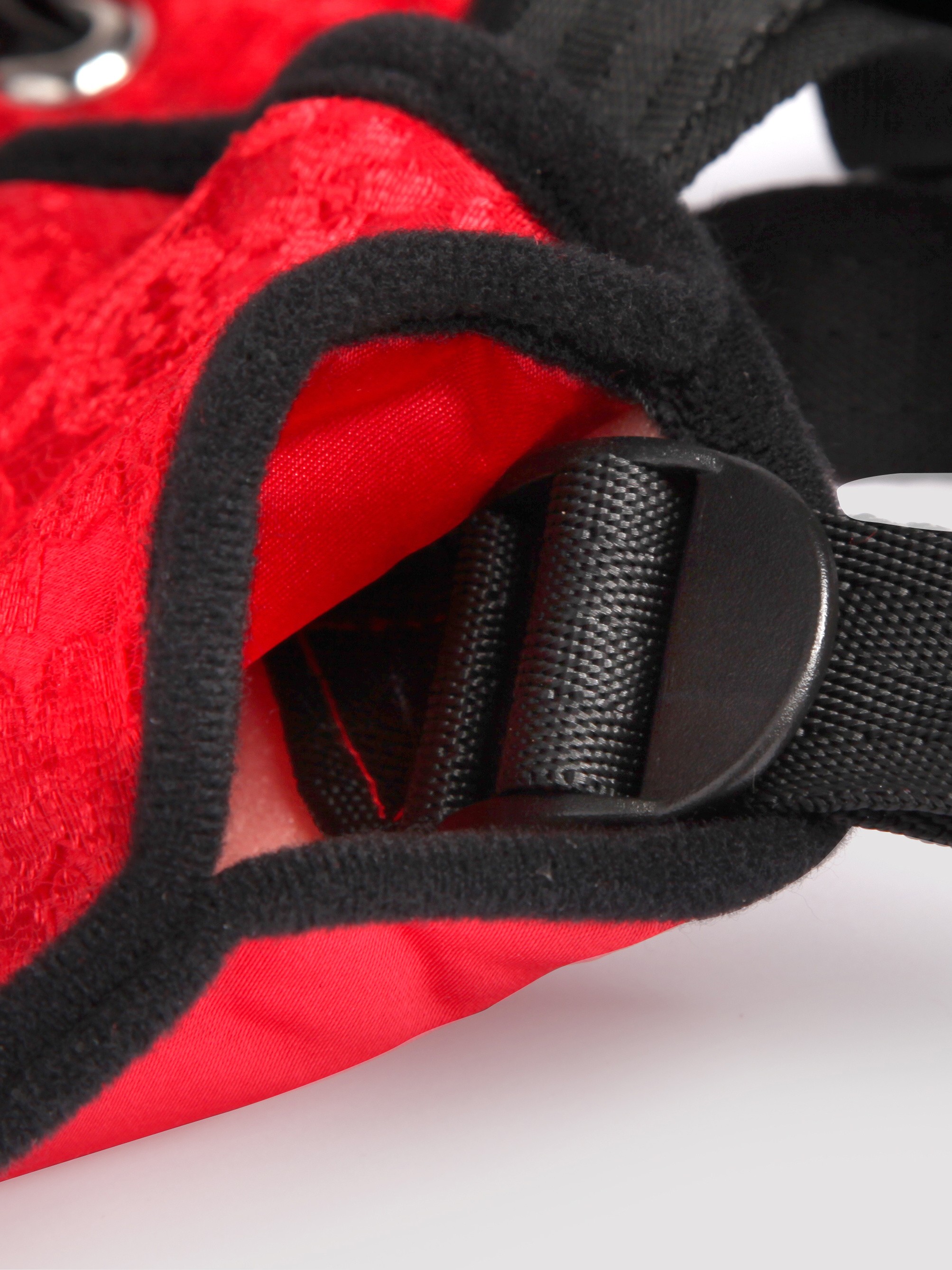 Sportsheets Plus Size Chantilly Lace Corset-Back Unisex Strap On Harness, Red, hi-res