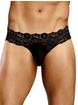 Male Power Scandal Lace Micro Thong with Pinch Back, Black, hi-res