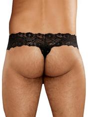 Male Power Scandal Lace Micro Thong with Pinch Back, Black, hi-res
