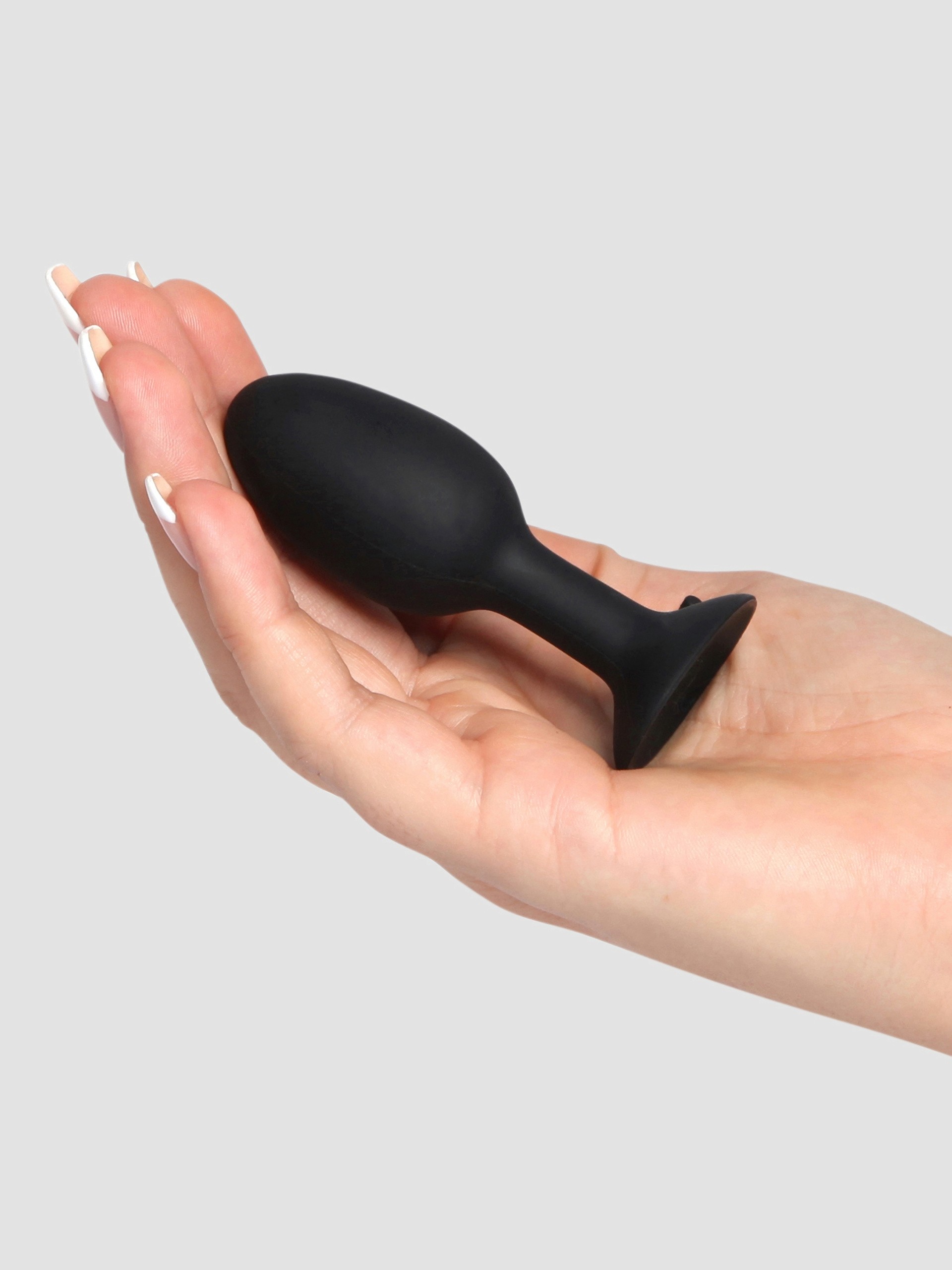 Roll Play Small Butt Plug with Jiggle Ball and Suction Cup, Black, hi-res