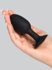 Roll Play Medium Butt Plug with Jiggle Ball and Suction Cup, Black, hi-res