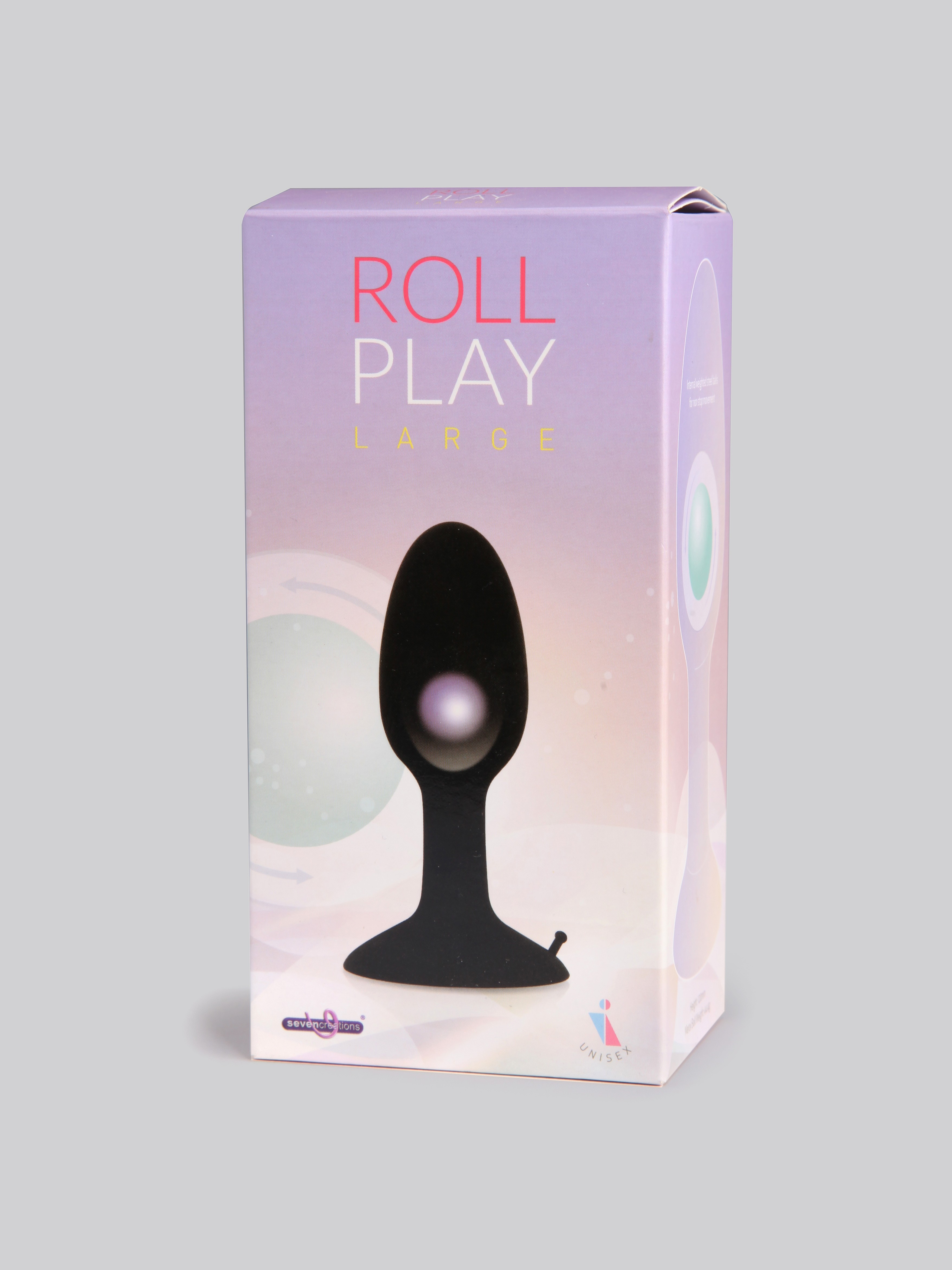 Roll Play Large Butt Plug with Jiggle Ball and Suction Cup, Black, hi-res