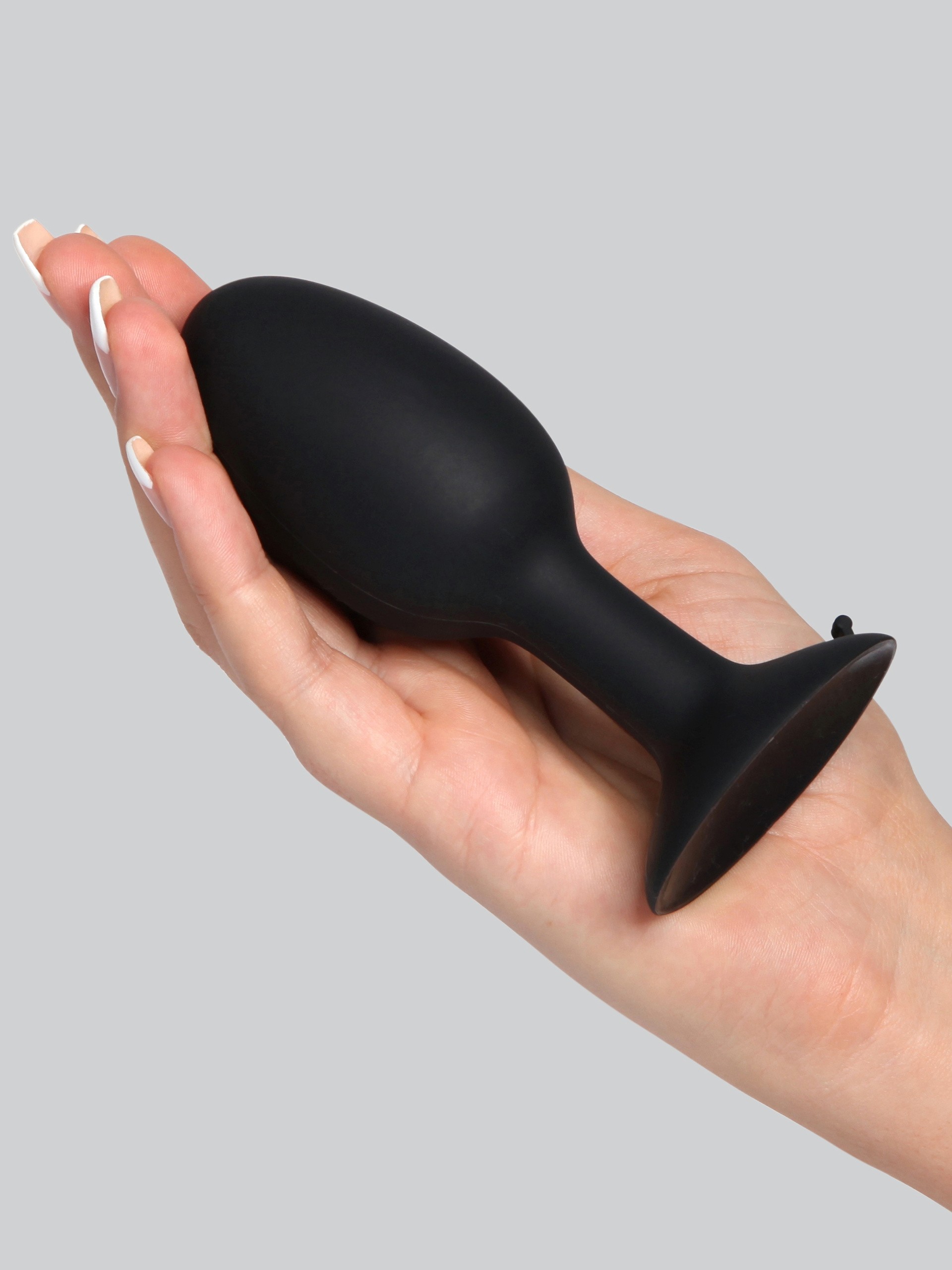 Roll Play Large Butt Plug with Jiggle Ball and Suction Cup, Black, hi-res