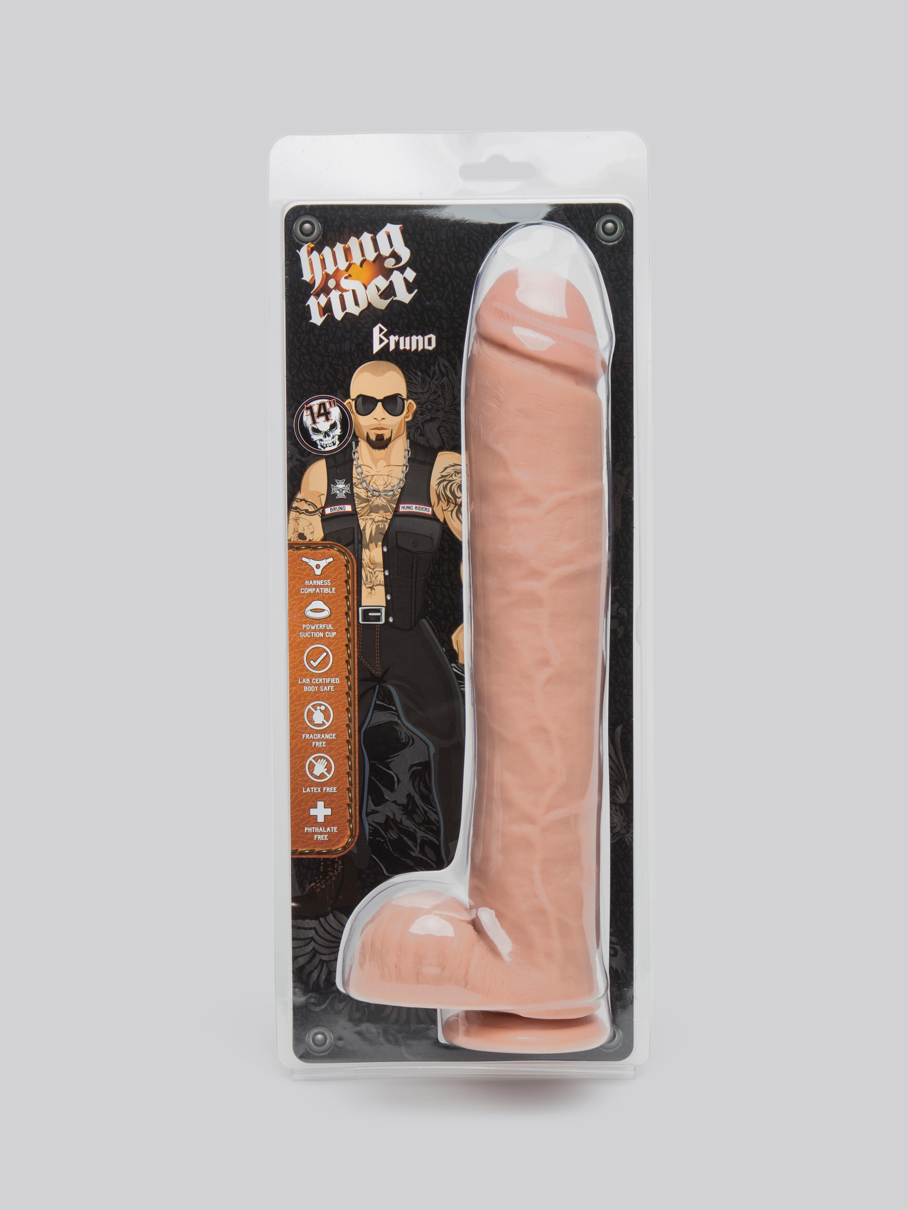 Hung Rider Bruno Large Realistic Suction Cup Dildo 12 Inch, Flesh Pink, hi-res