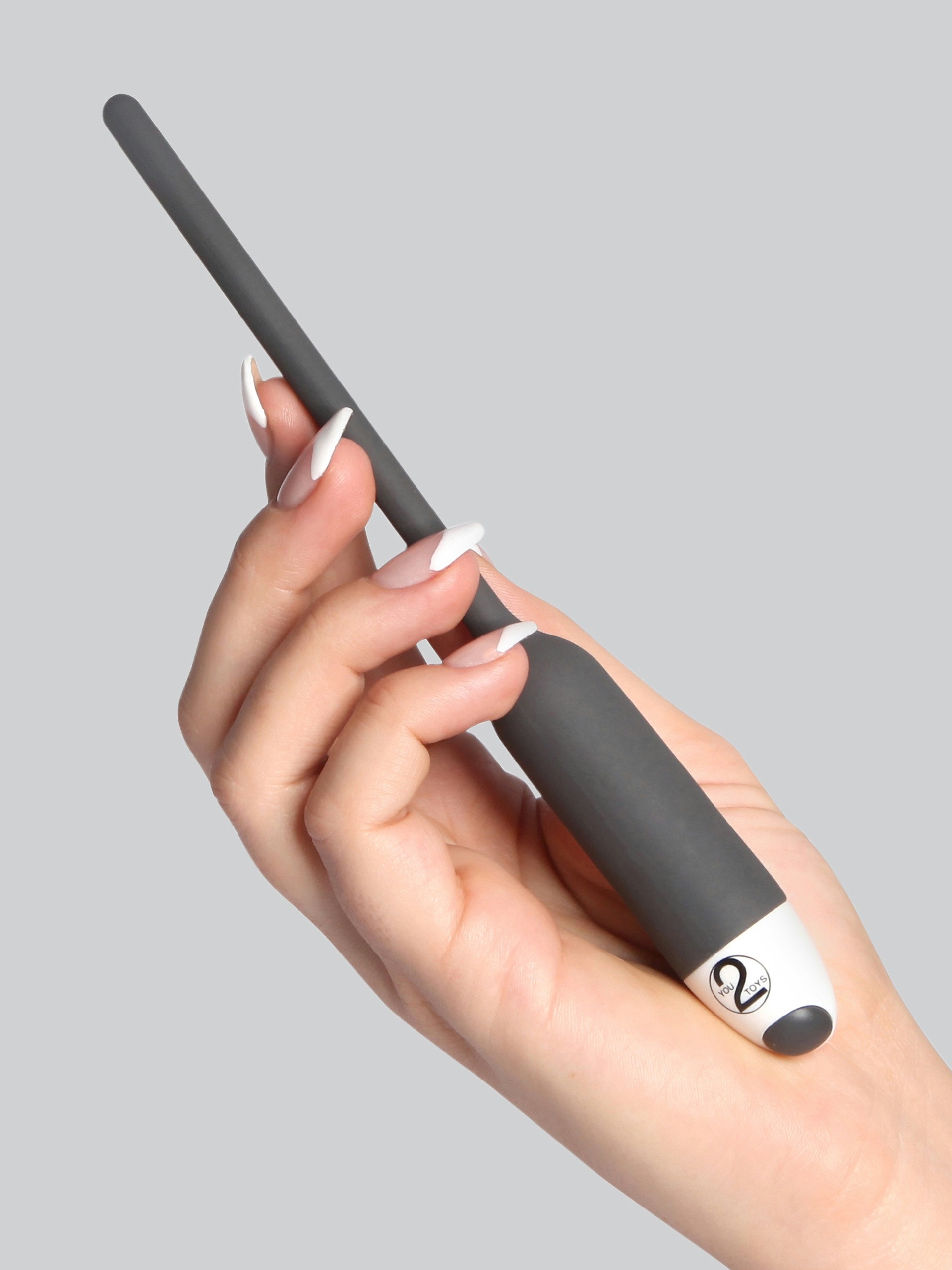 Vibrating 7 Speed Extra Quiet 6mm Silicone Urethral Dilator, Grey, hi-res