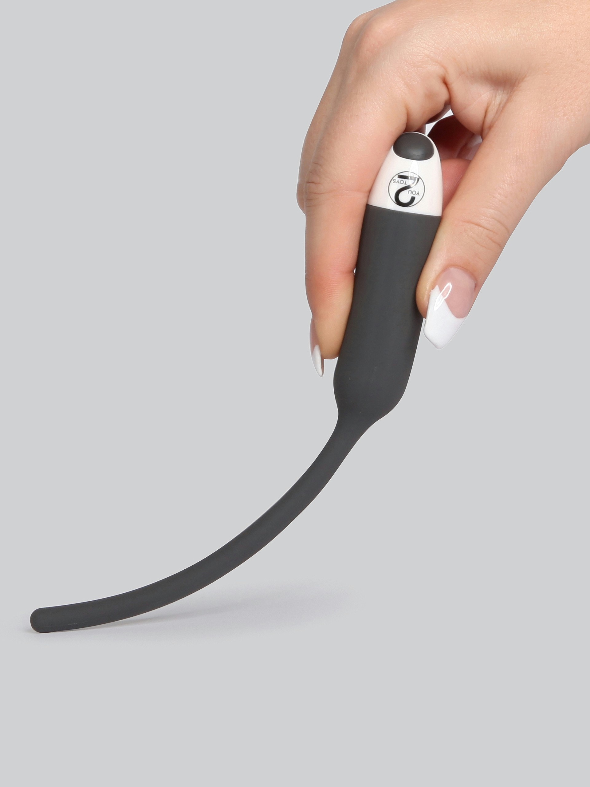 Vibrating 7 Speed Extra Quiet 6mm Silicone Urethral Dilator, Grey, hi-res