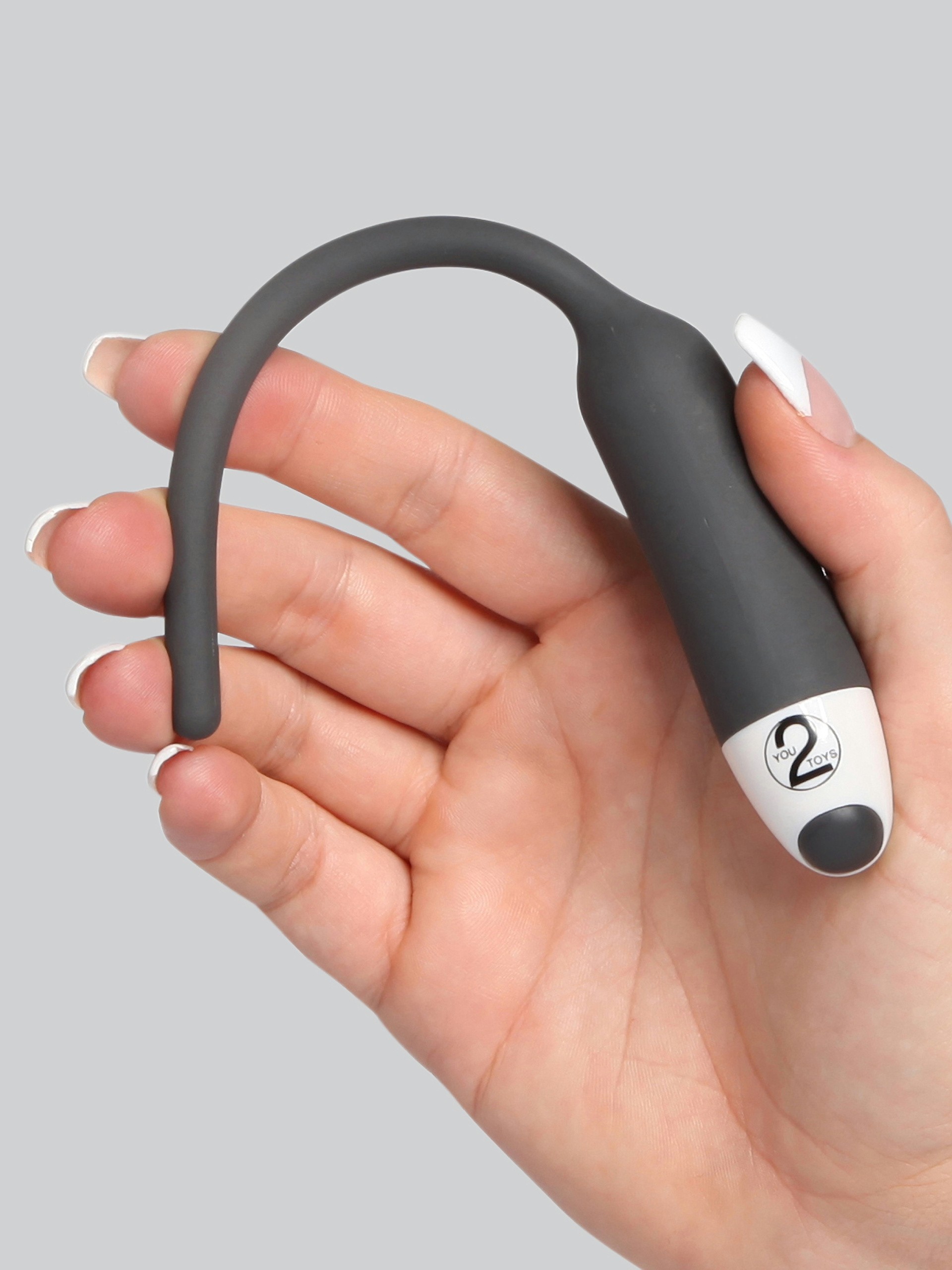 Vibrating 7 Speed Extra Quiet 6mm Silicone Urethral Dilator, Grey, hi-res