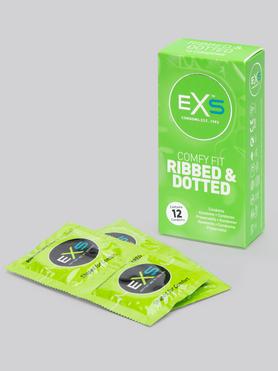 EXS Ribbed Dotted and Flared Latex Condoms (12 Pack)