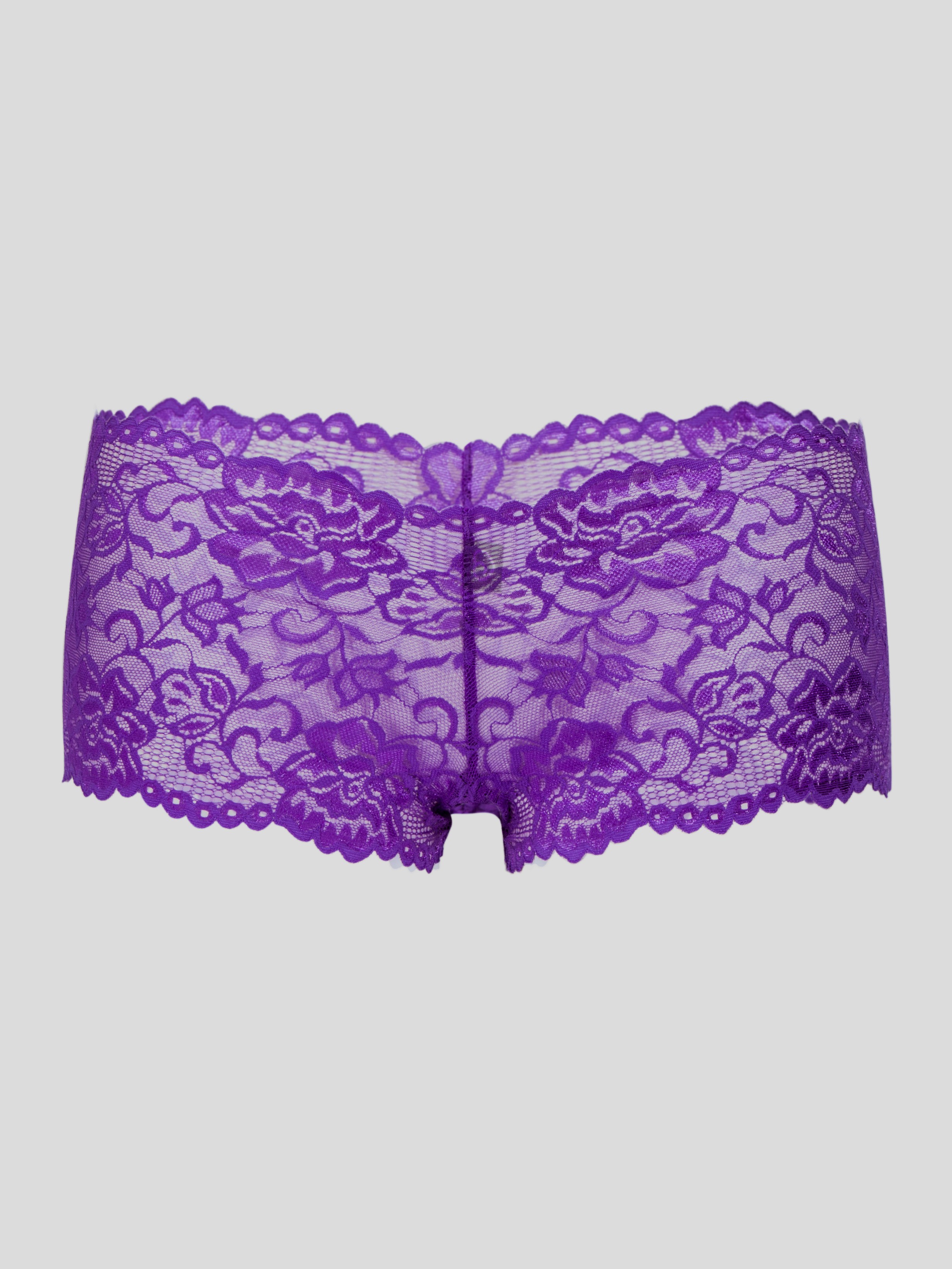 Lovehoney Flirty Black Lace Shorts, Purple, hi-res