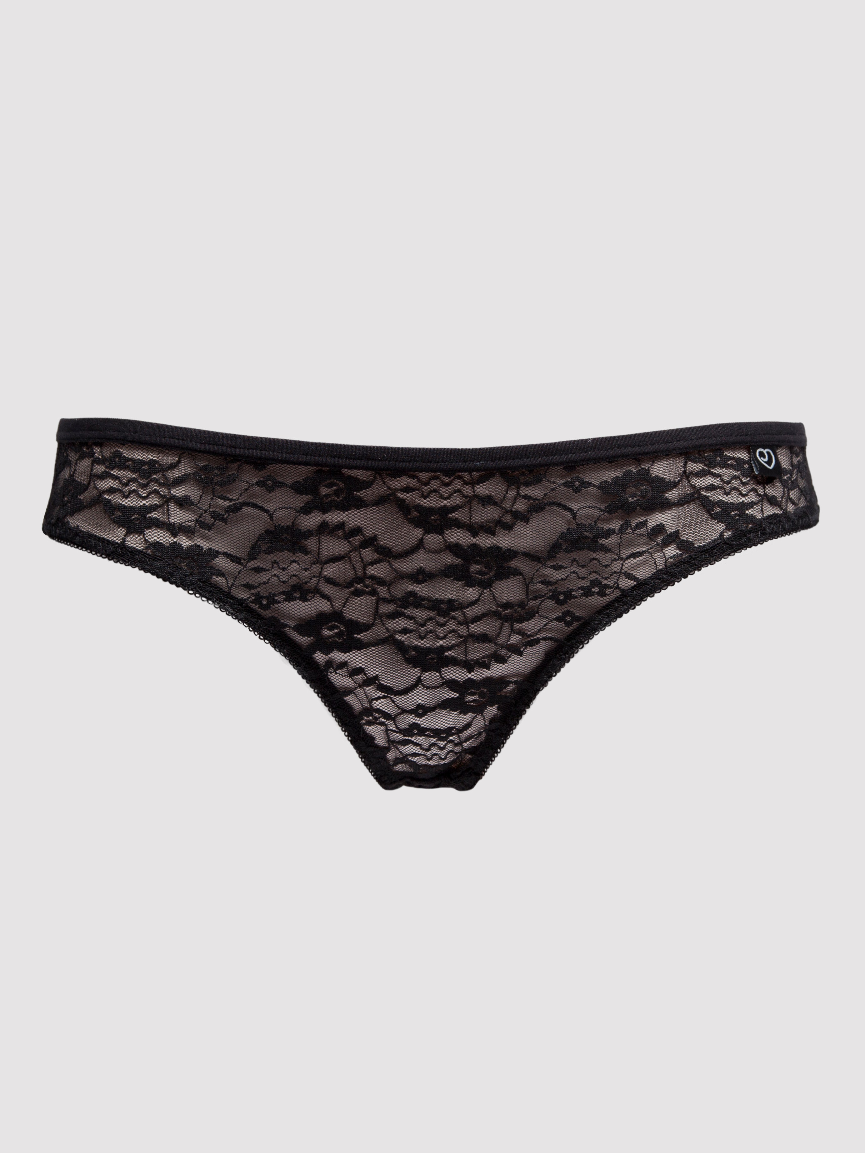 Lovehoney Flirty Black Lace Knickers, Black, hi-res