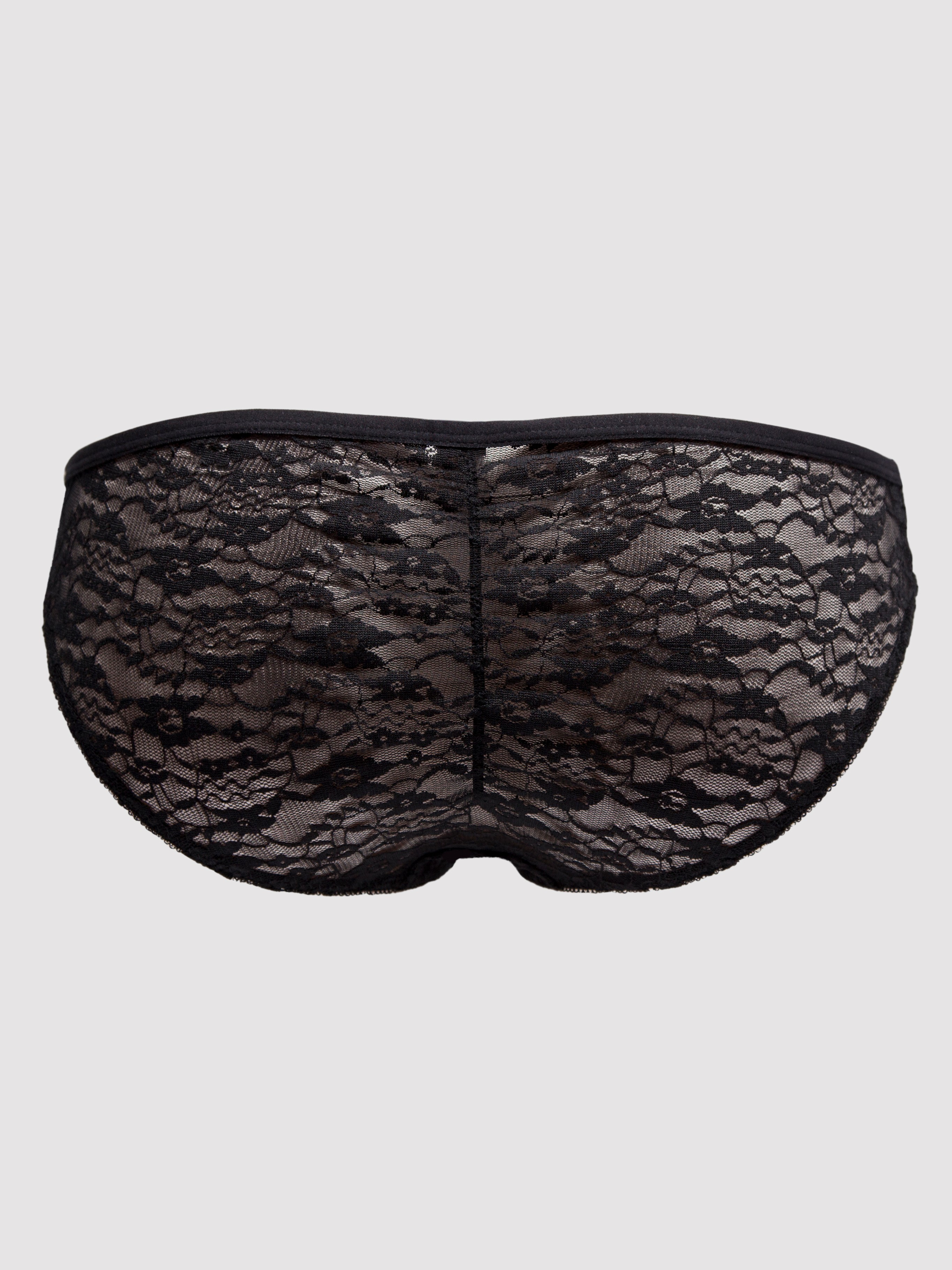 Lovehoney Flirty Black Lace Knickers, Black, hi-res