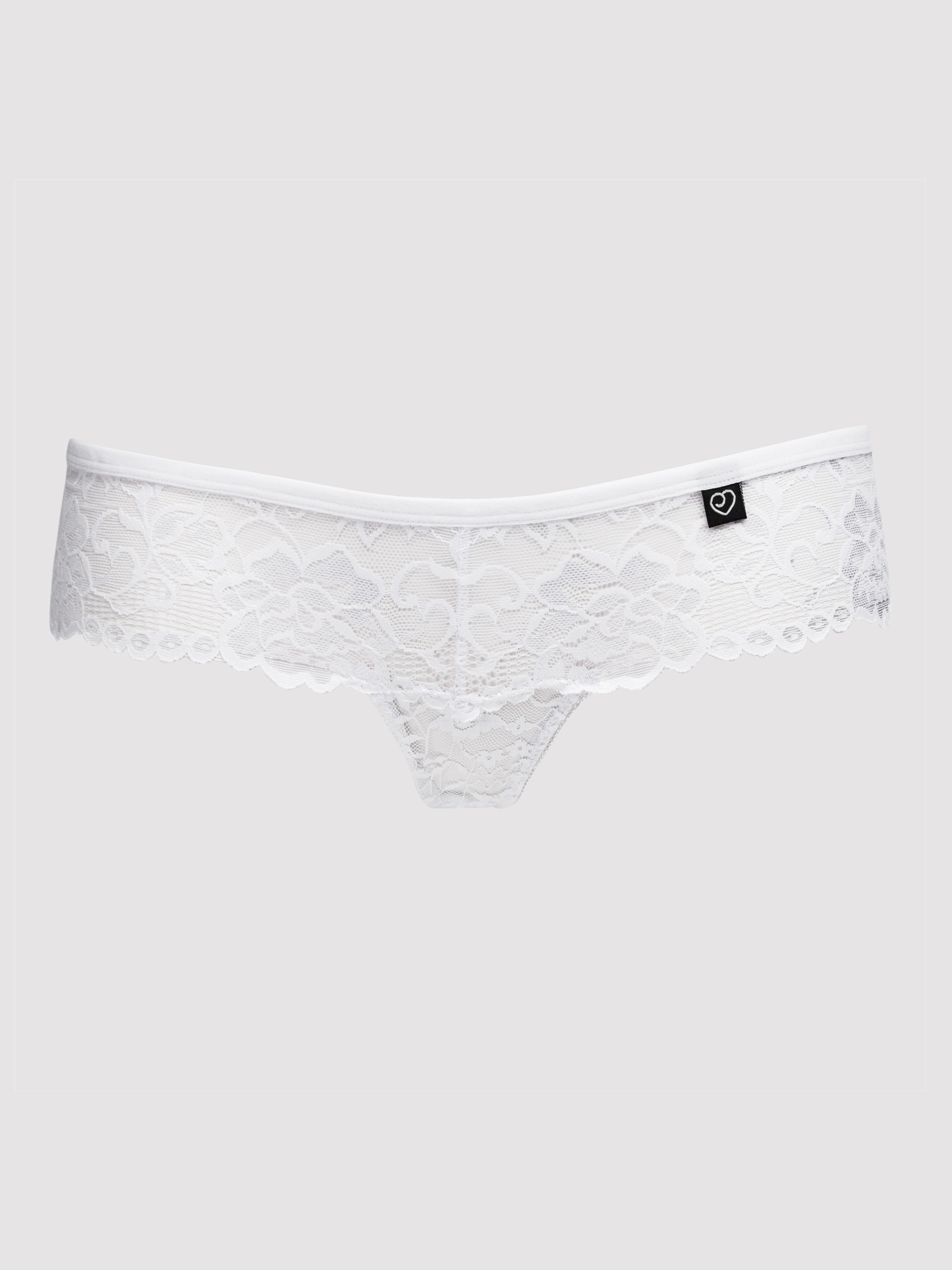 Lovehoney Flirty White Lace Thong, White, hi-res