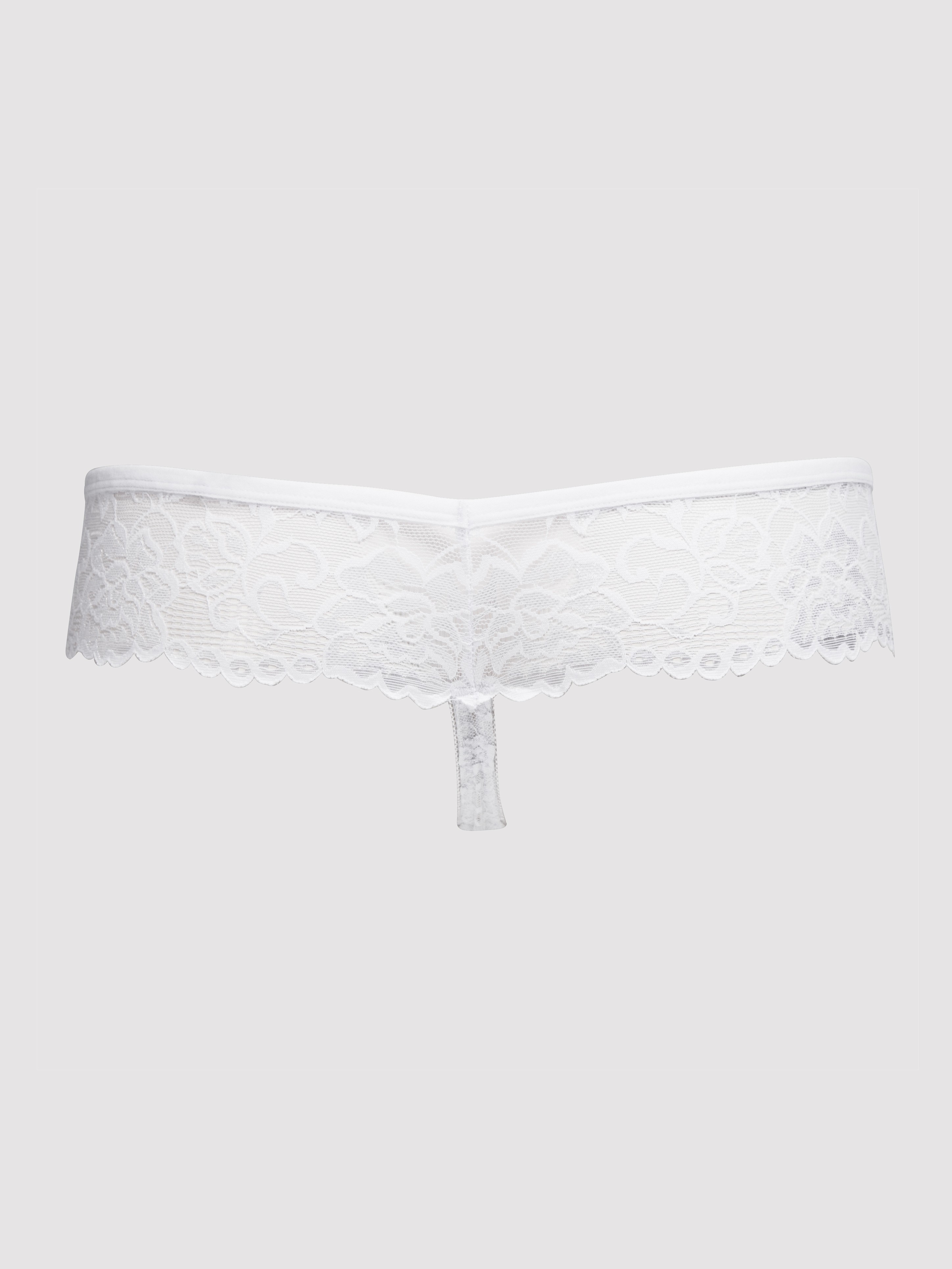 Lovehoney Flirty White Lace Thong, White, hi-res