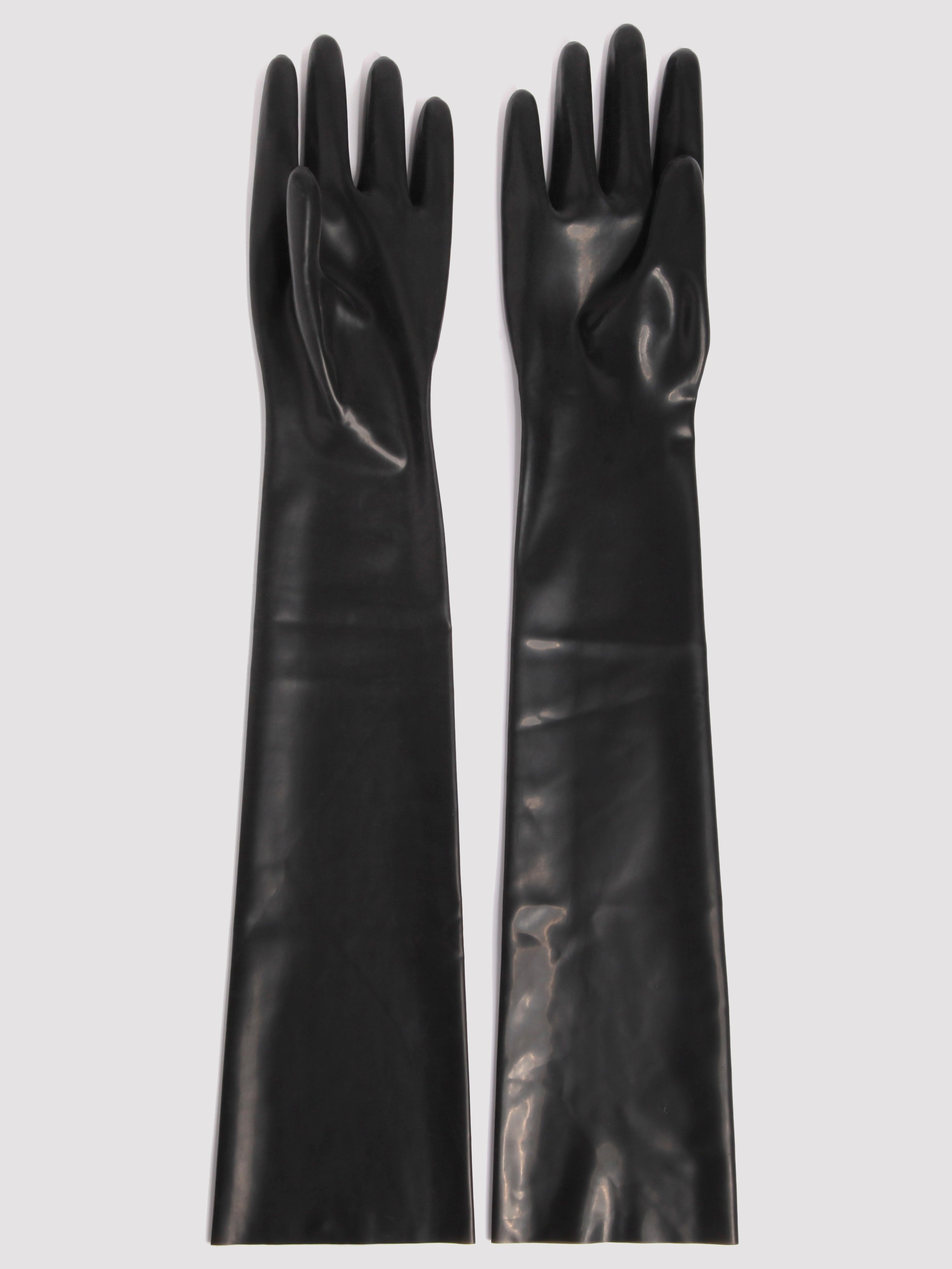 Renegade Rubber Long Latex Fisting Gloves, Black, hi-res