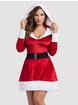 Hooded Sexy Santa Dress with Belt, Red, hi-res