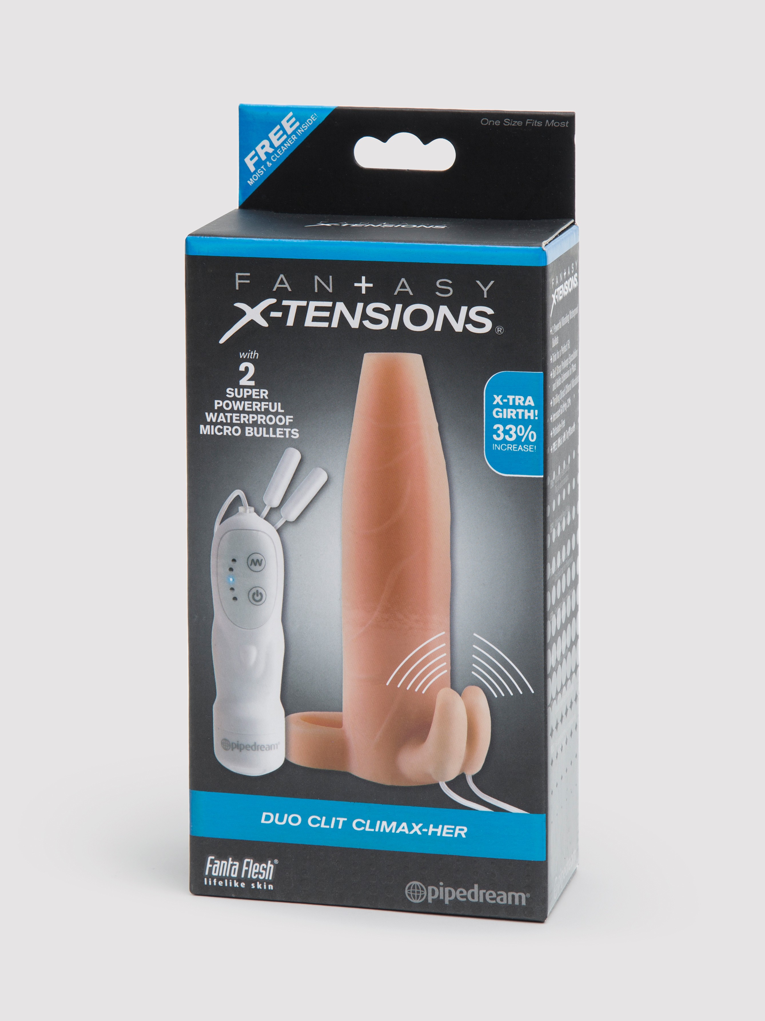 Fantasy X-Tensions Duo Clit Climax-Her Vibrating Penis Sleeve, Flesh Pink, hi-res