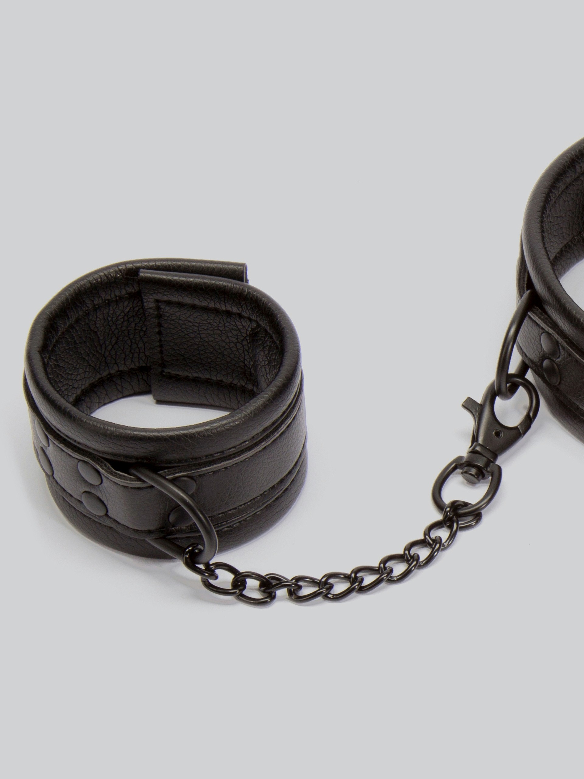 Bondage Boutique Faux Leather Collar and Cuff Set, Black, hi-res