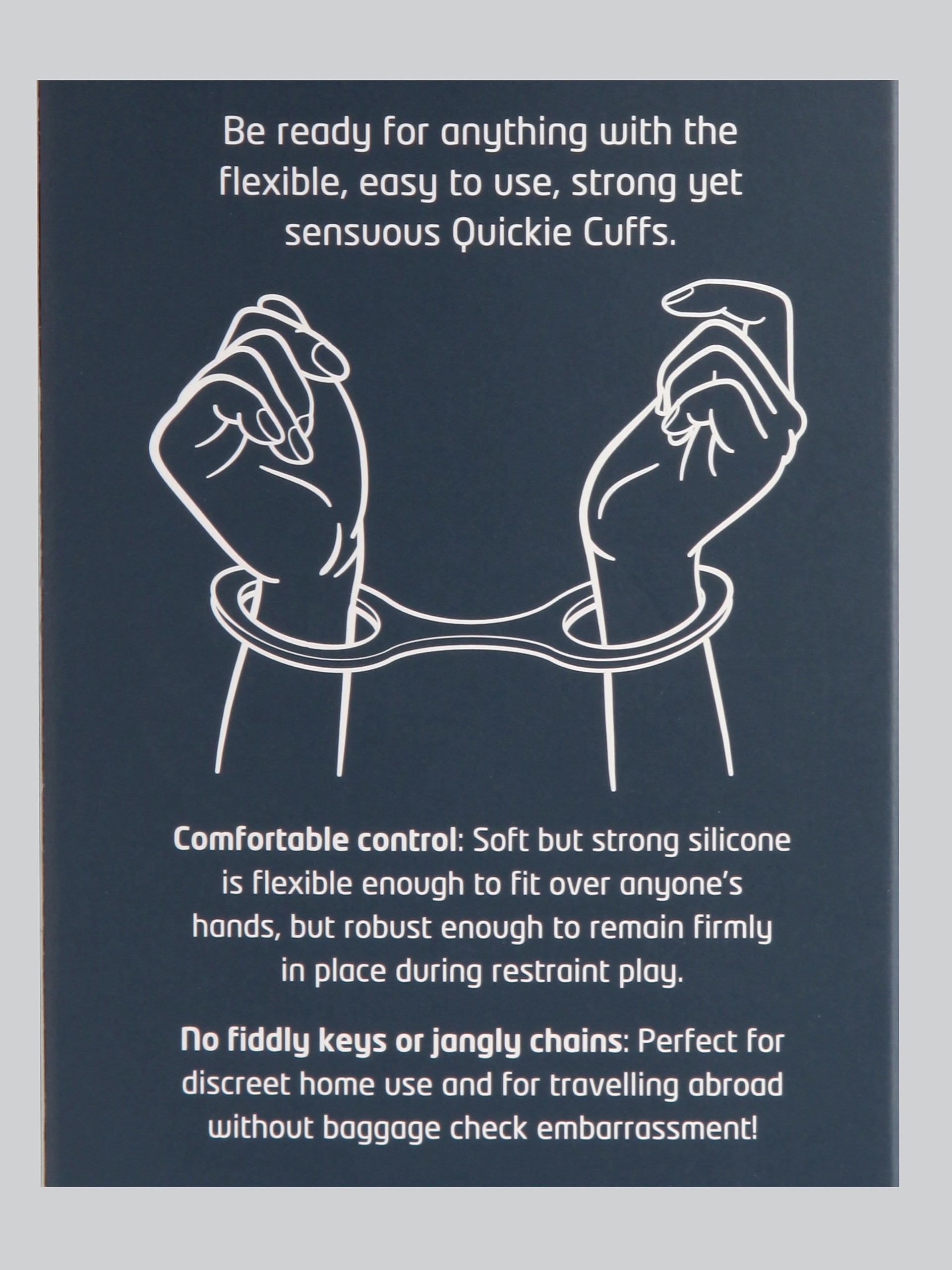 Quickie Cuffs Super-Strong Medium Silicone Restraints, Black, hi-res