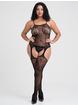 Lovehoney Plus Size Up All Night Lace Bodystocking, Black, hi-res