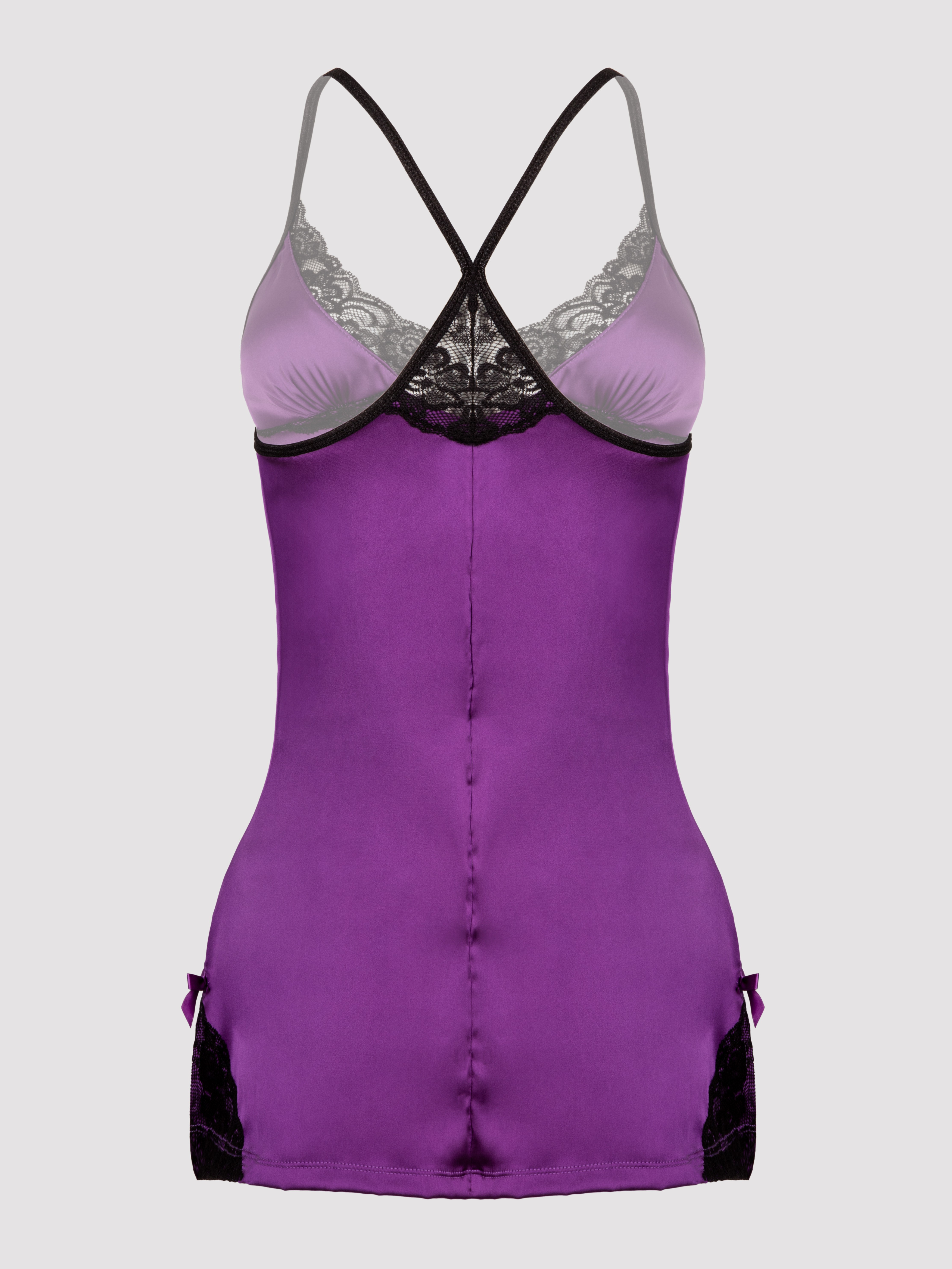 Lovehoney Satin and Lace Plum Chemise Set, Purple, vanilla