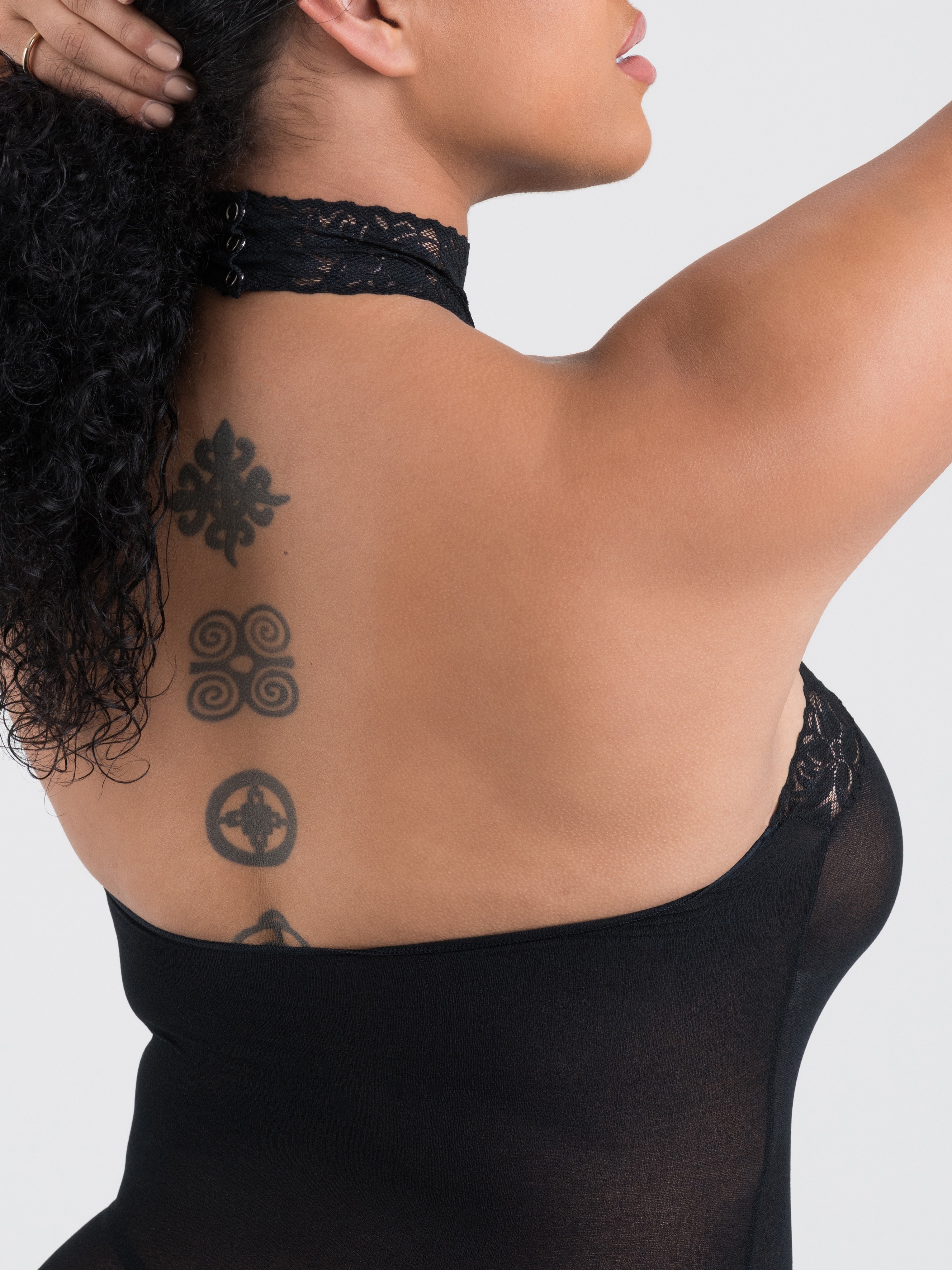 Lovehoney Black Halterneck Mini Dress, Black, vanilla