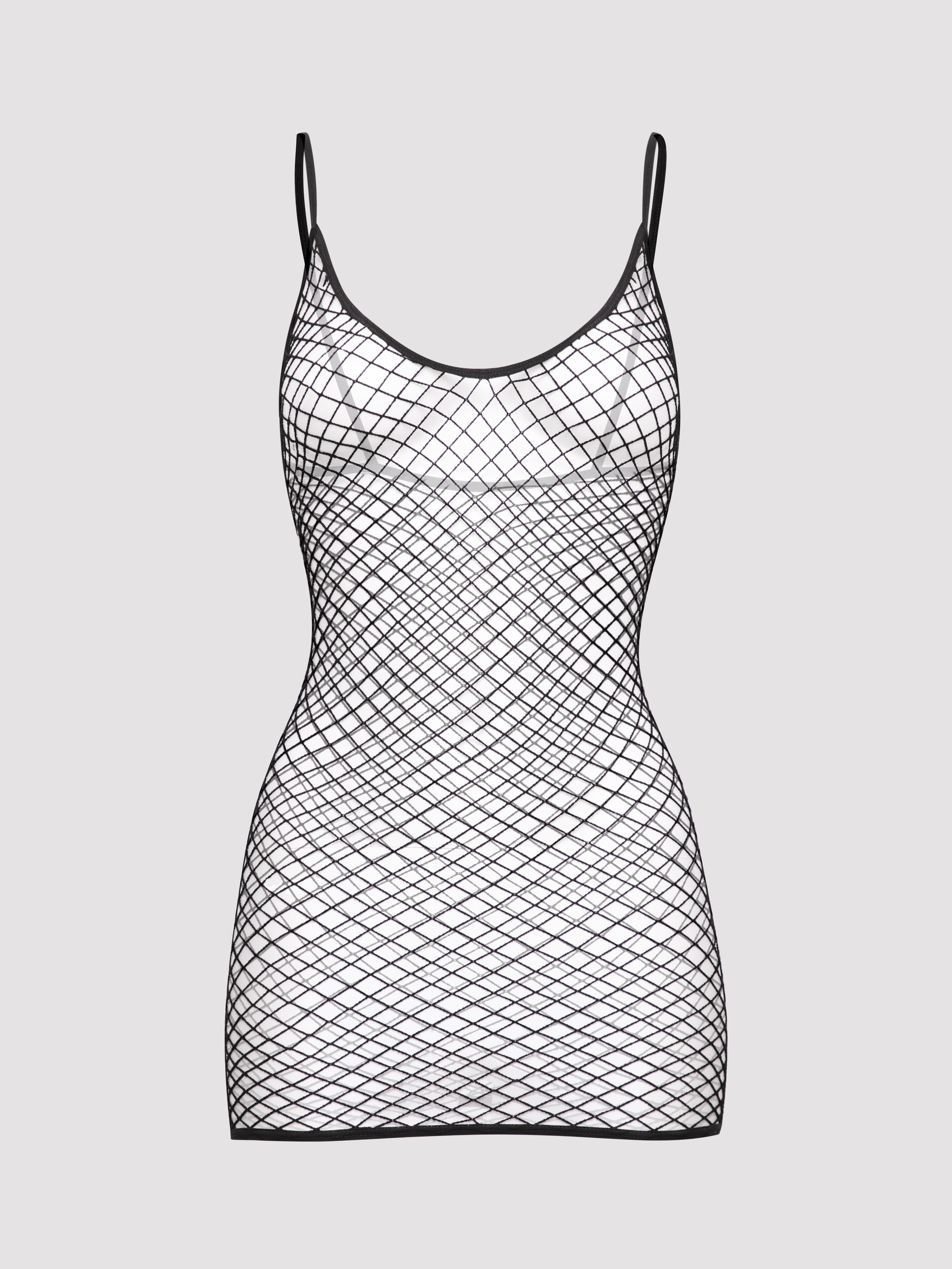 Lovehoney Fishnet Mini Dress, Black, hi-res