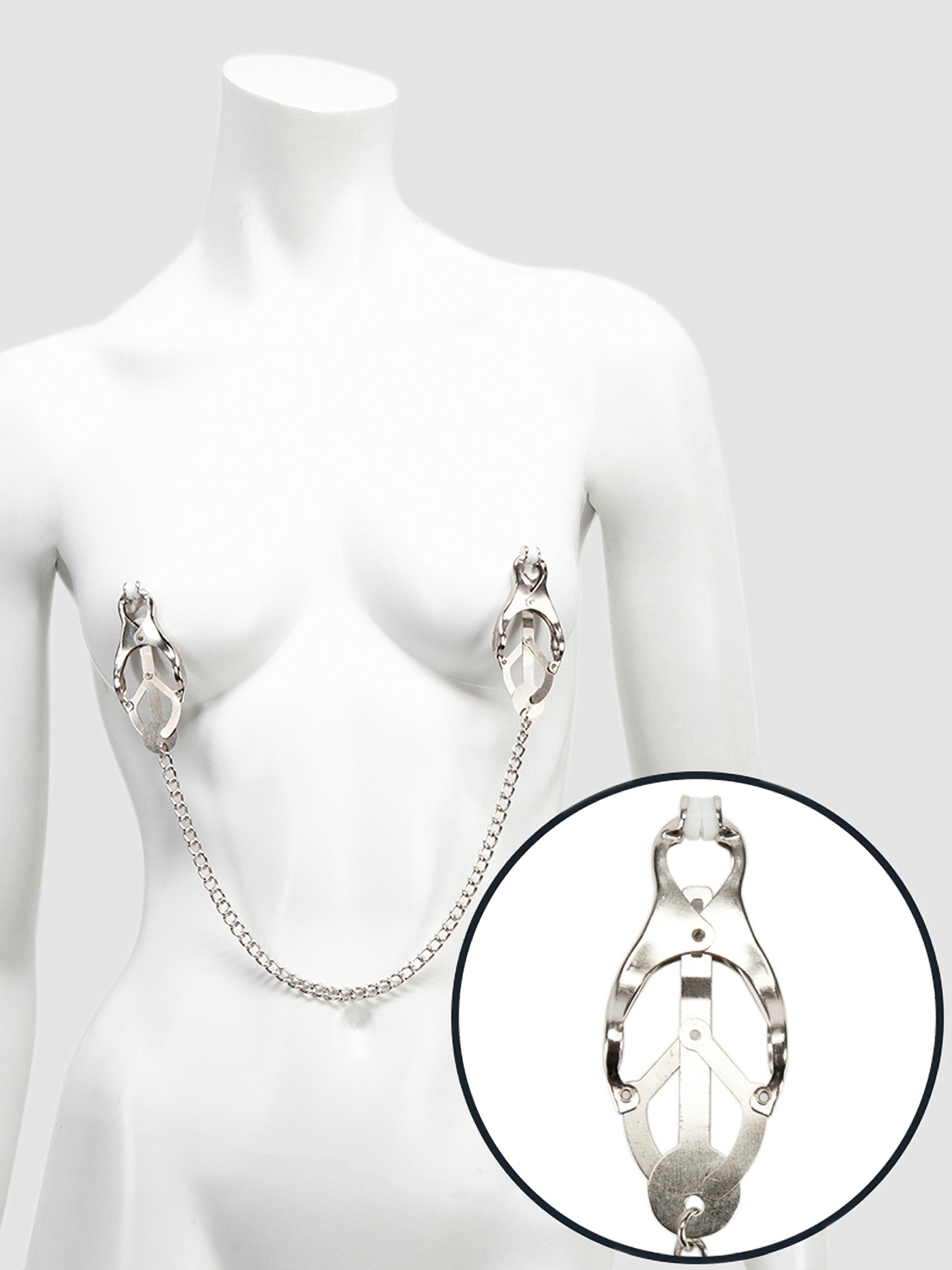 Bondage Boutique Squeeze and Tease Nipple Clamps, Silver, hi-res