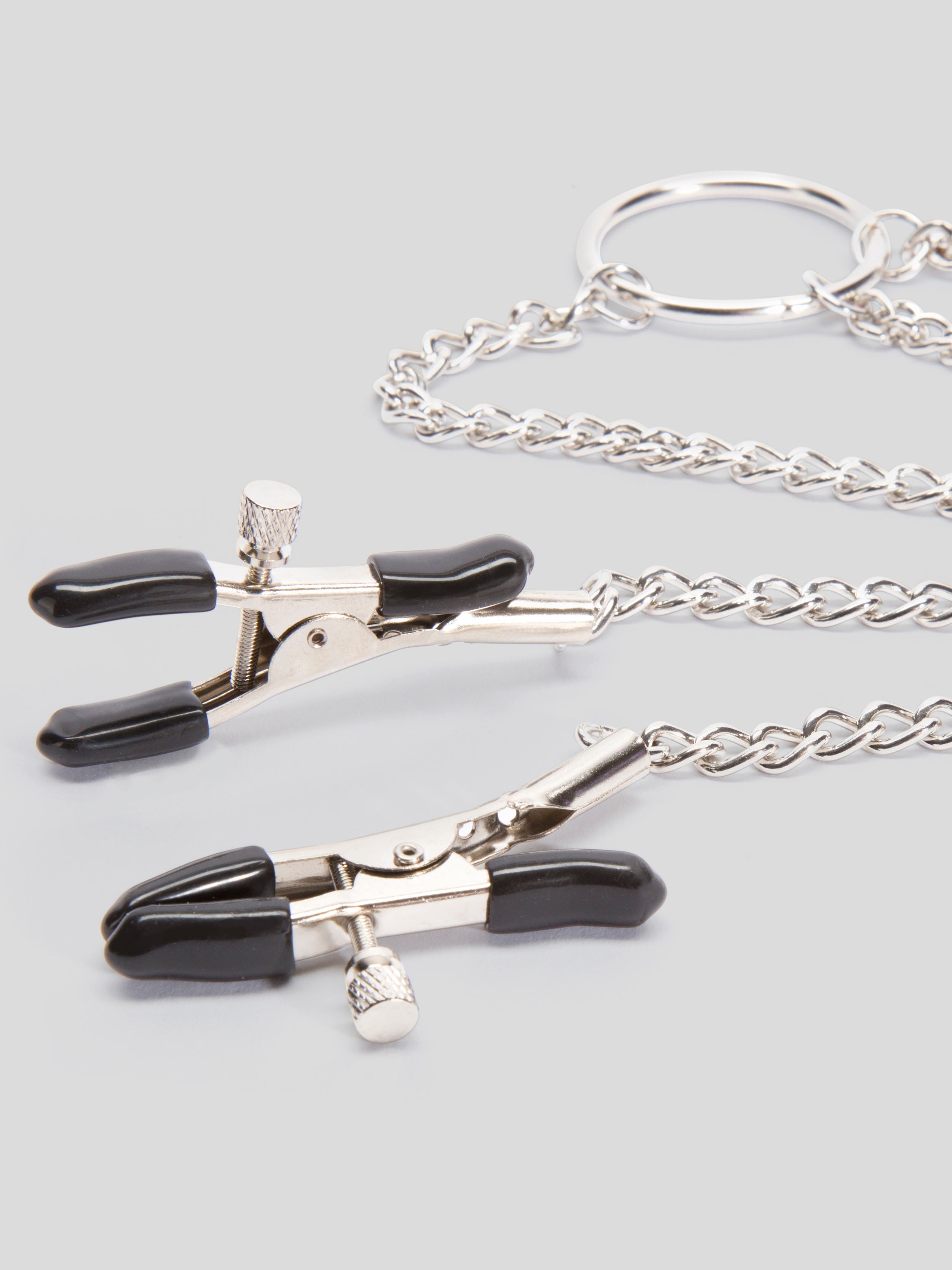 Bondage Boutique Adjustable Nipple Clamps and Clit Clamp, Silver, hi-res