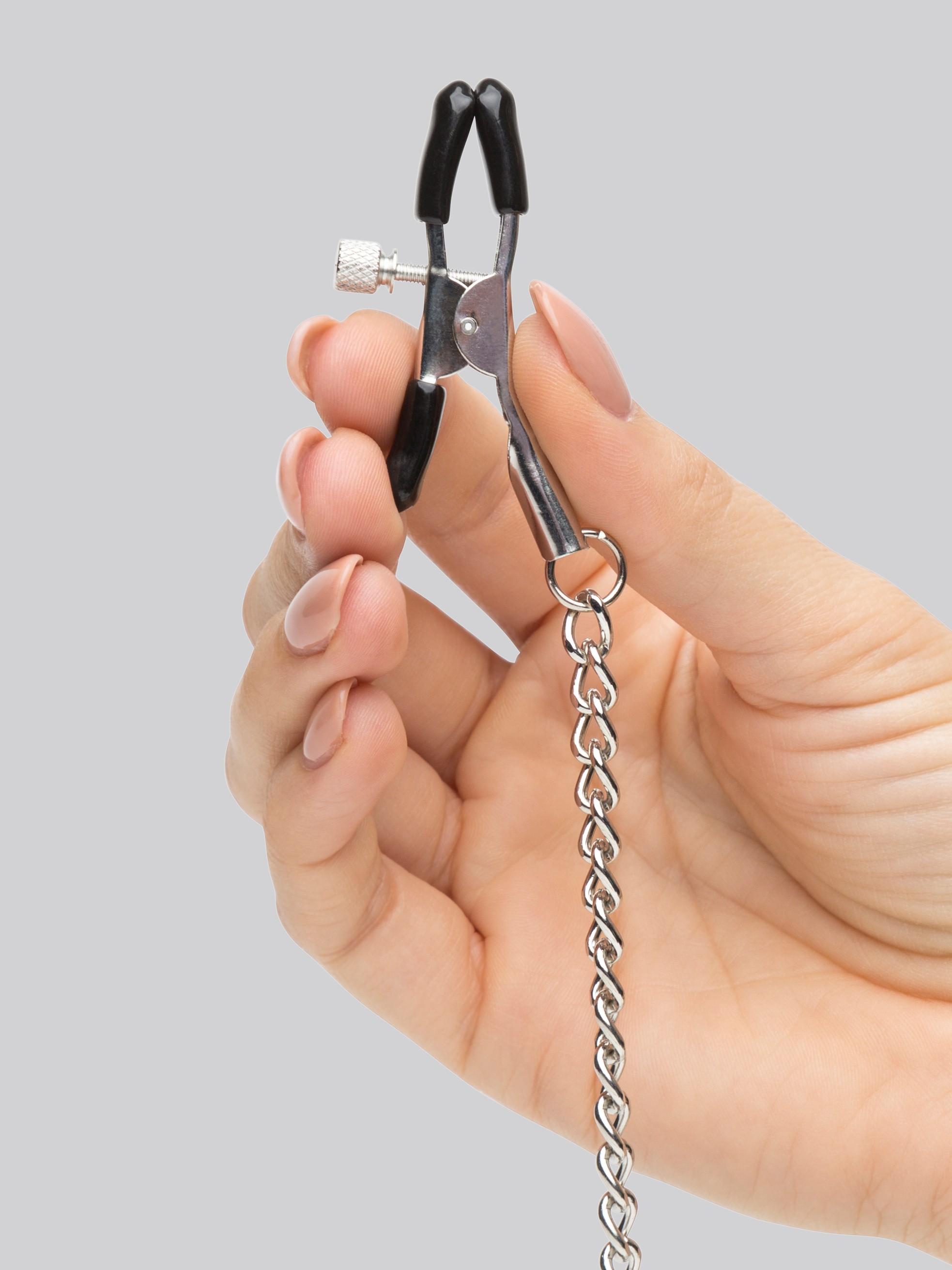 Bondage Boutique Adjustable Nipple Clamps and Clit Clamp, Silver, hi-res