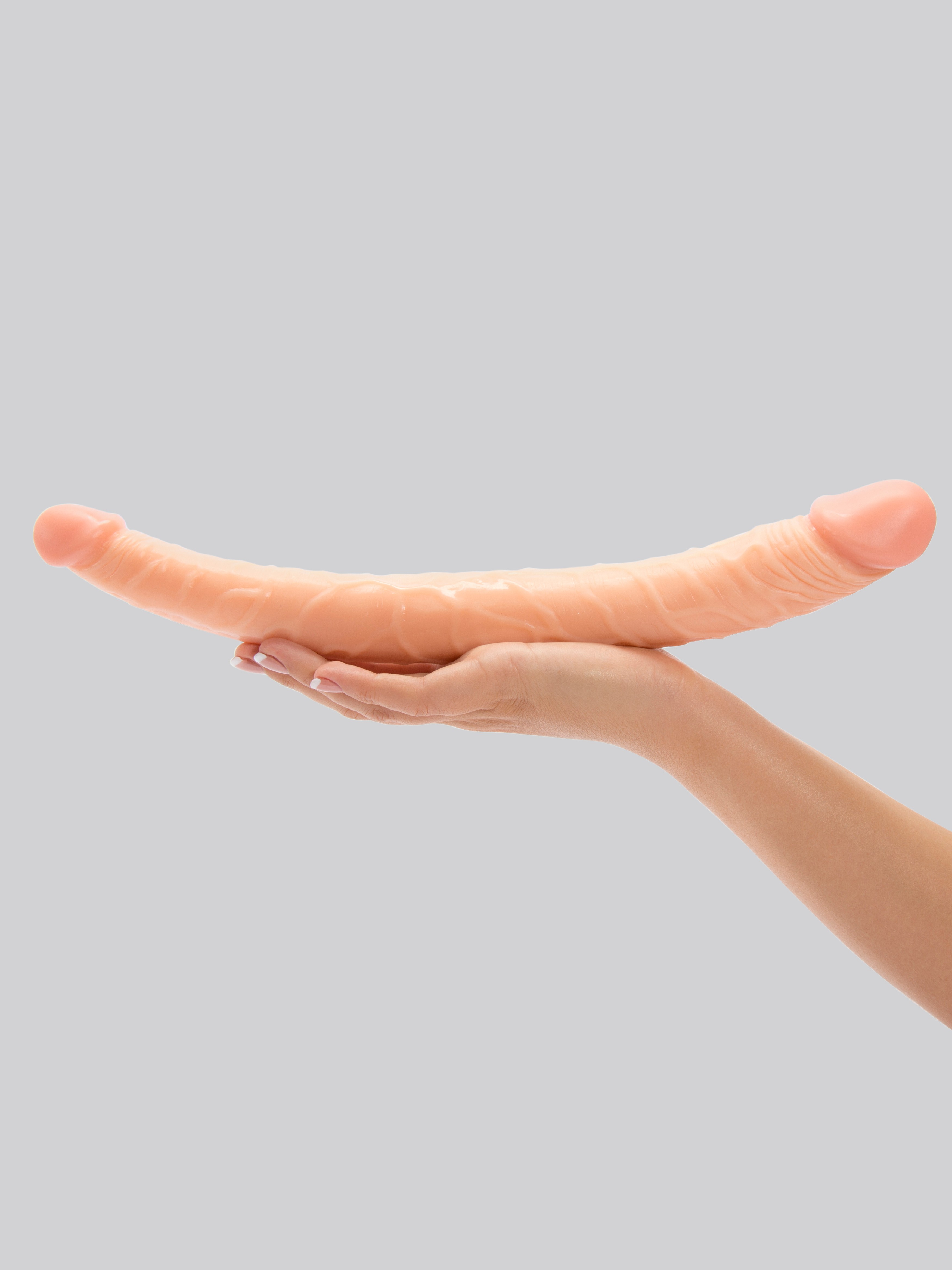 Hoodlum Tapered Double Penetration Realistic Double-Ended Dildo 14 Inch, Flesh Pink, hi-res