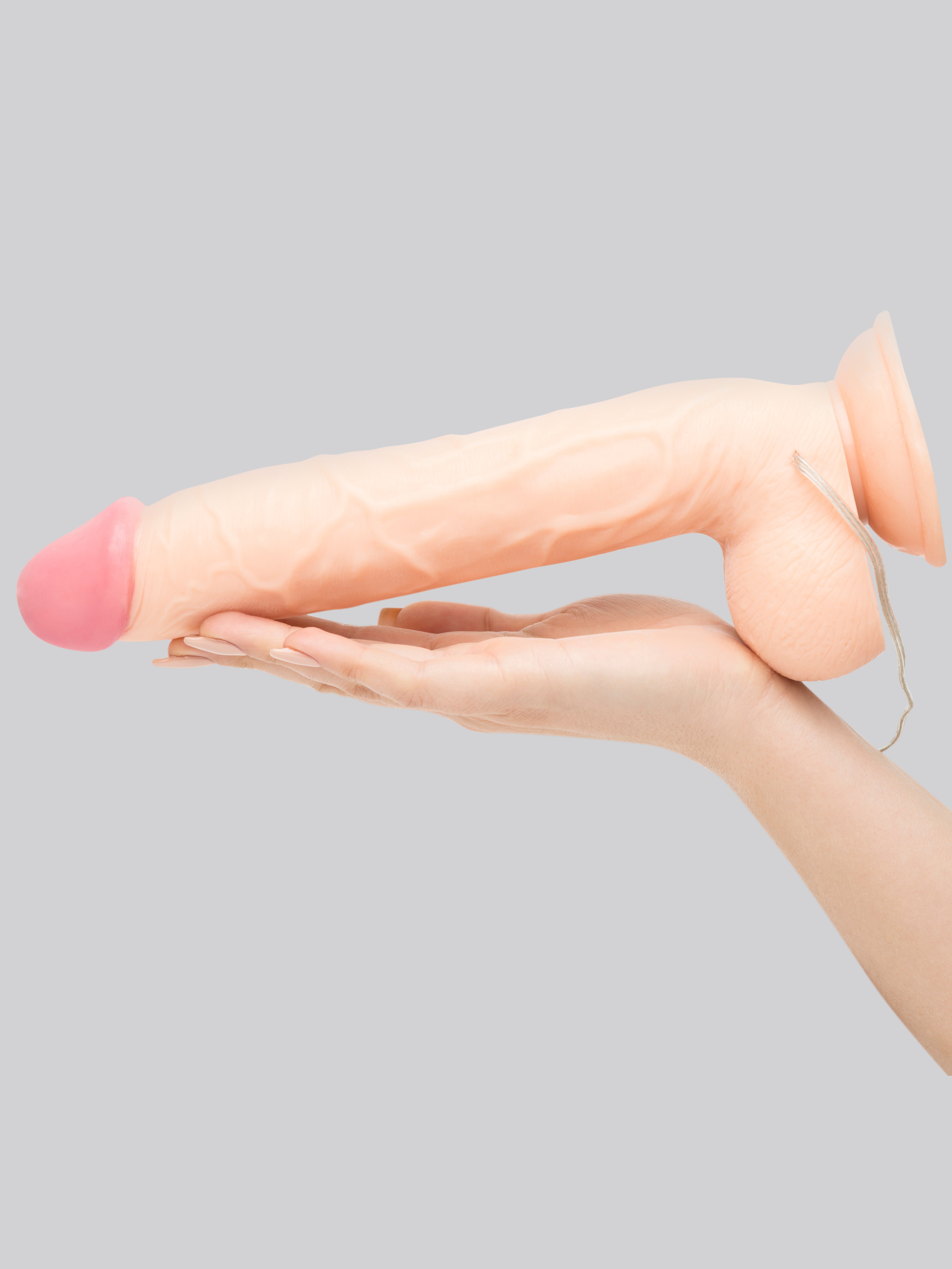 Rowdy Extra Quiet Realistic Suction Cup Dildo Vibrator 8.5 Inch, Flesh Pink, hi-res