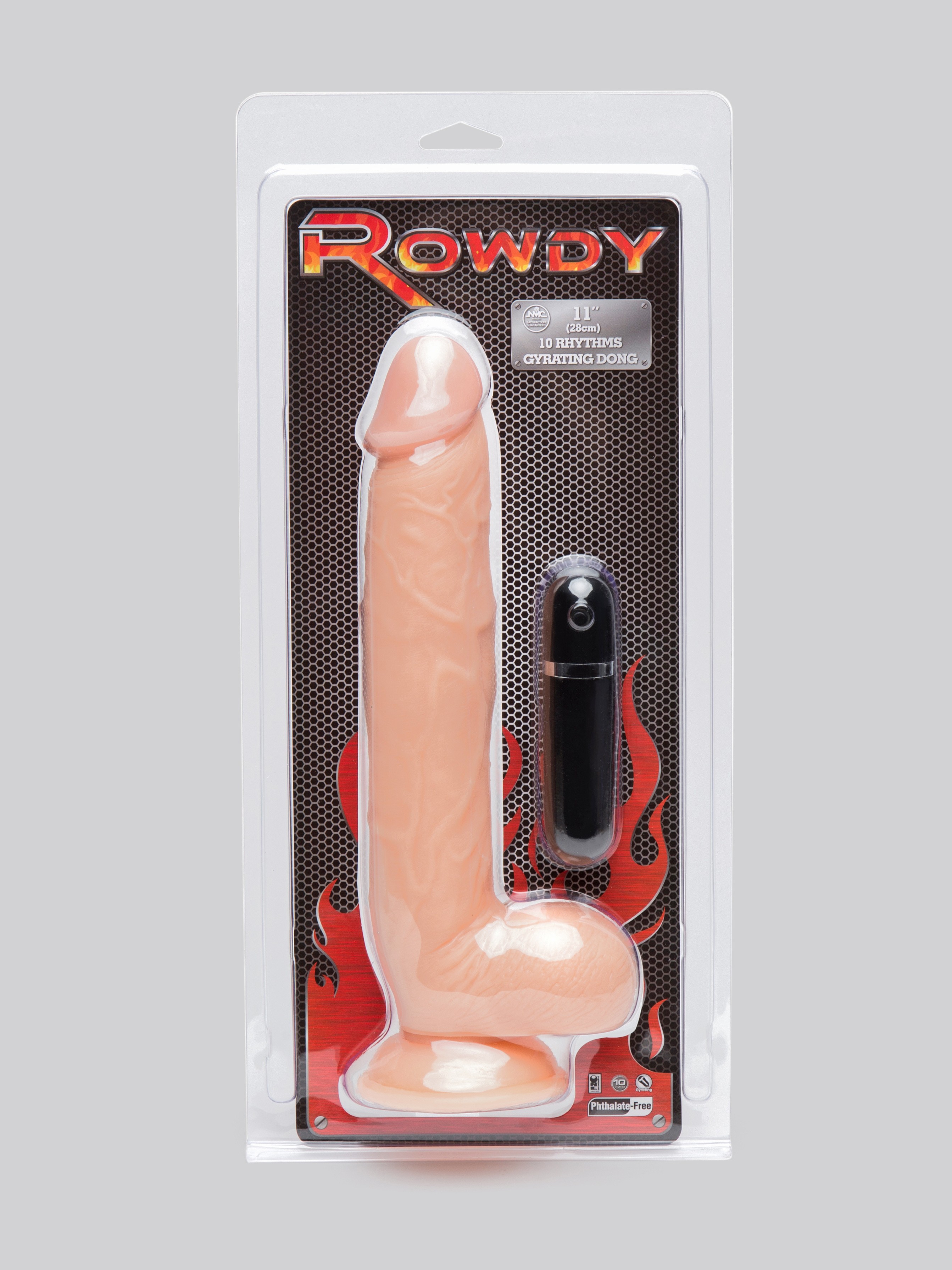 Rowdy Extra Quiet Realistic Suction Cup Dildo Vibrator 8.5 Inch, Flesh Pink, hi-res