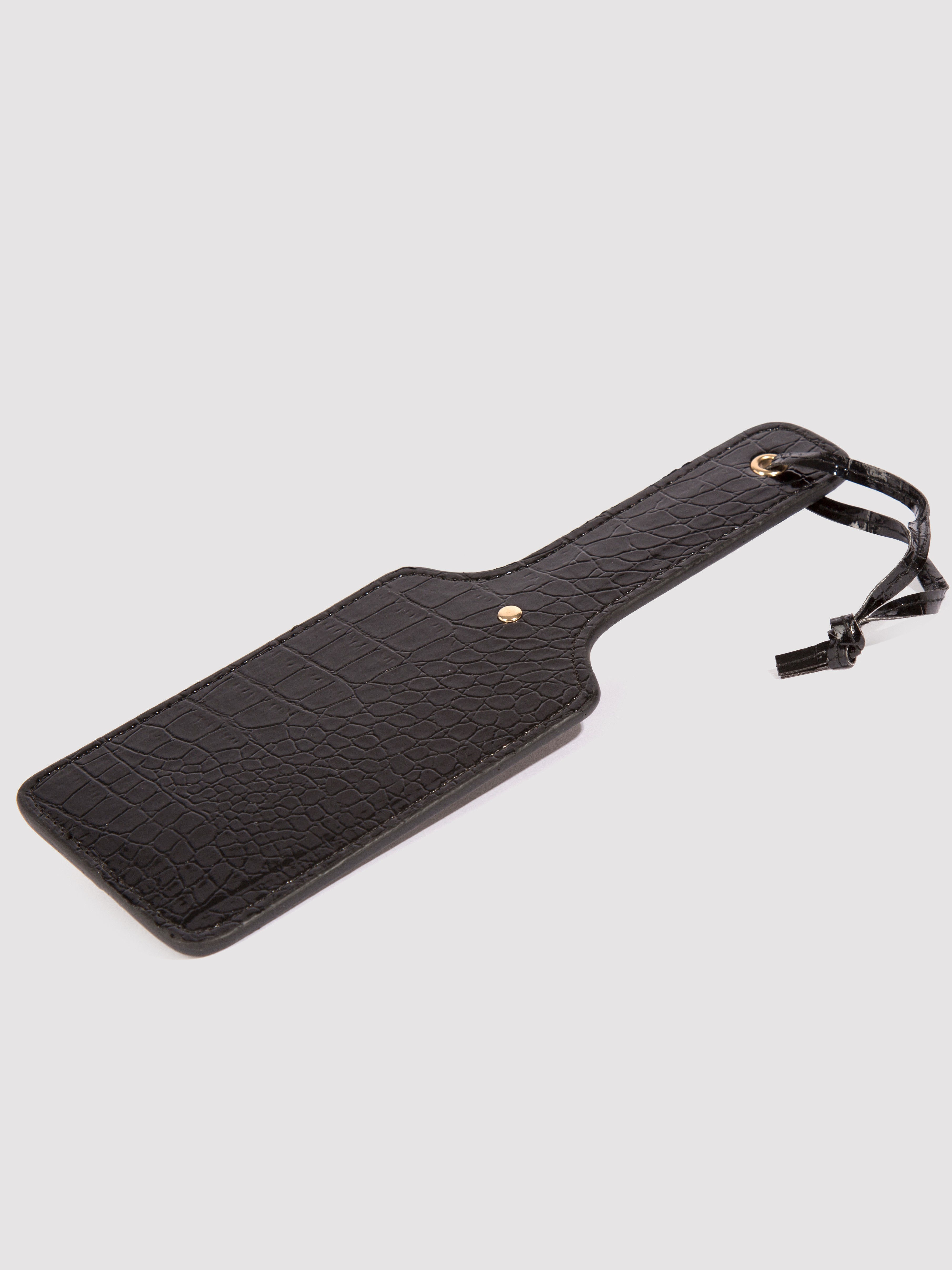 Bondage Boutique Faux Crocodile Leather Paddle, Black, hi-res