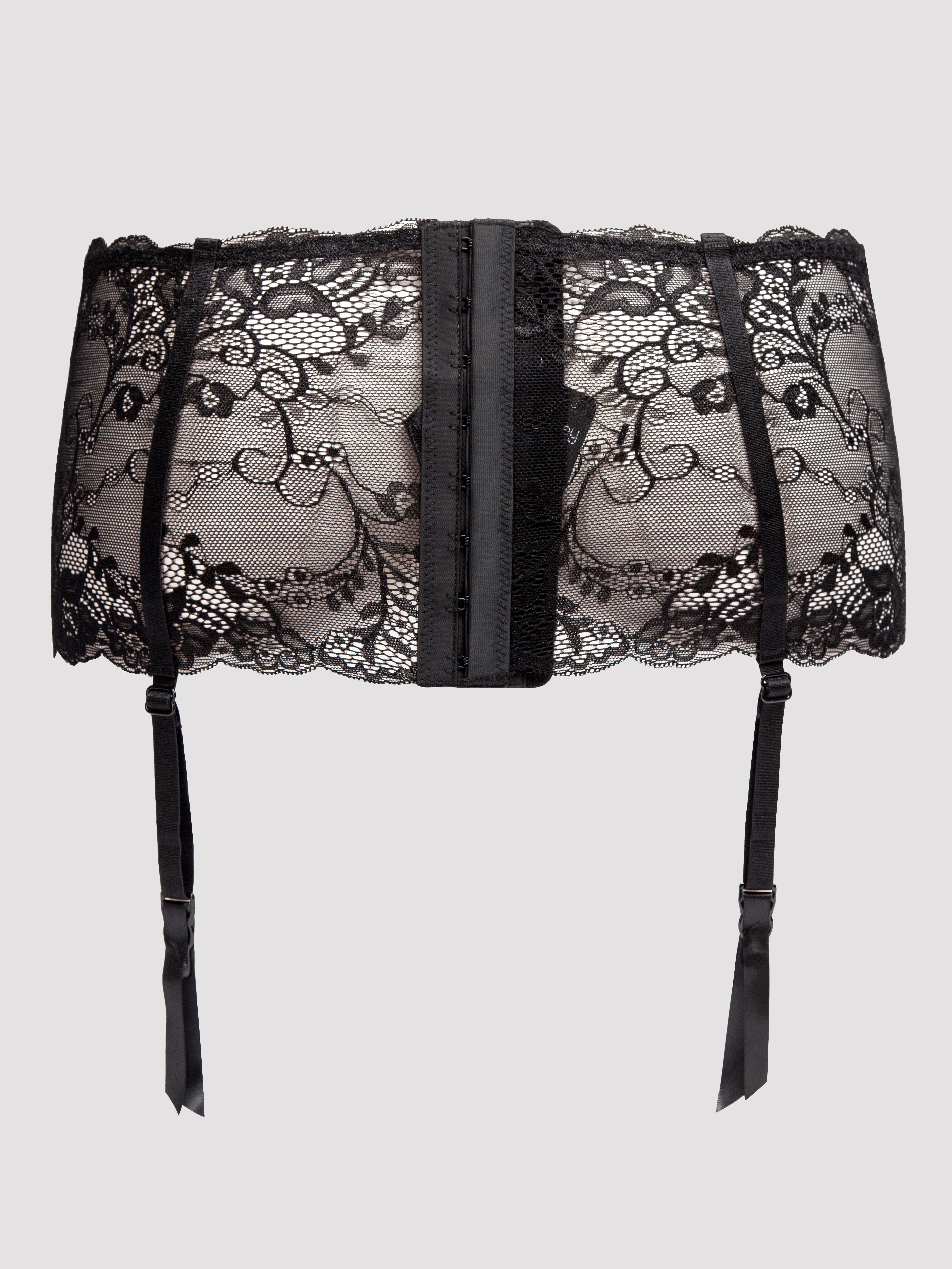 Lovehoney Love Me Lace Deep Suspender Belt Black, Black, hi-res