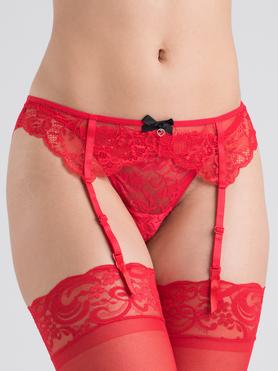 Lovehoney Love Me Red Lace Suspender Belt Red