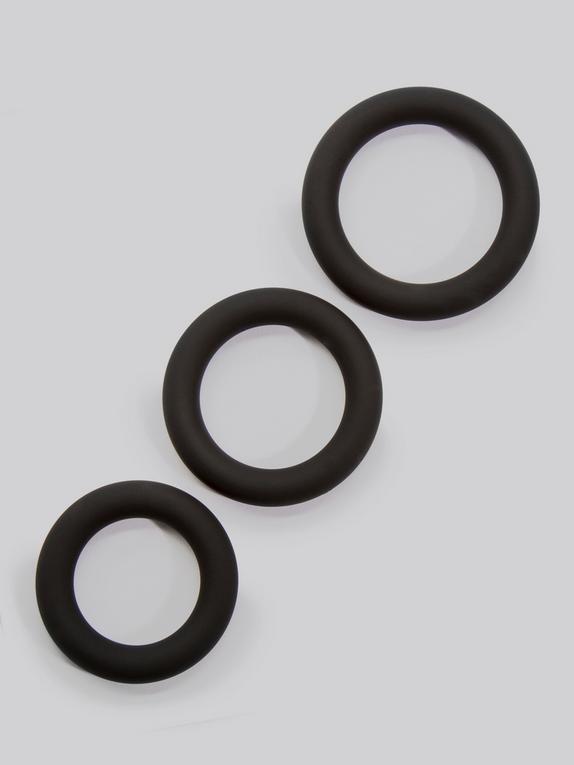 Lovehoney Get Hard Extra Thick Silicone Cock Ring Set (3 Count), Black, hi-res
