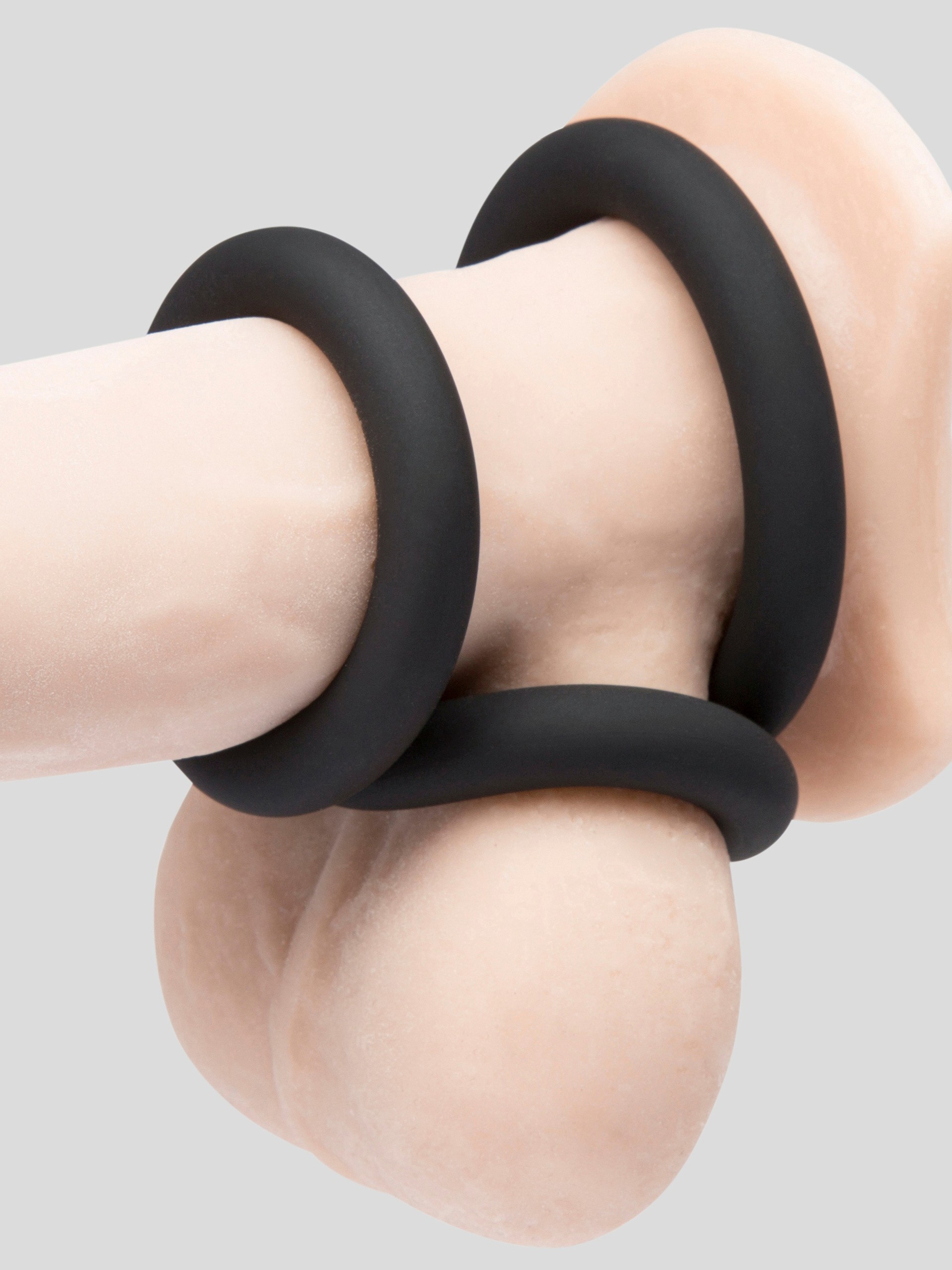 Lovehoney Get Hard Extra Thick Silicone Cock Ring Set (3 Pack), Black, hi-res