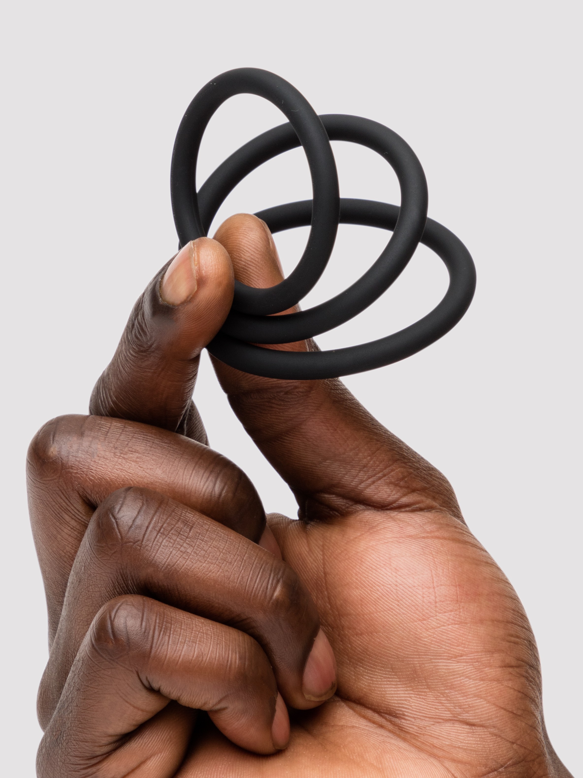 Lovehoney Get Hard Stretchy Silicone Cock Ring Set (3 Pack), Black, hi-res