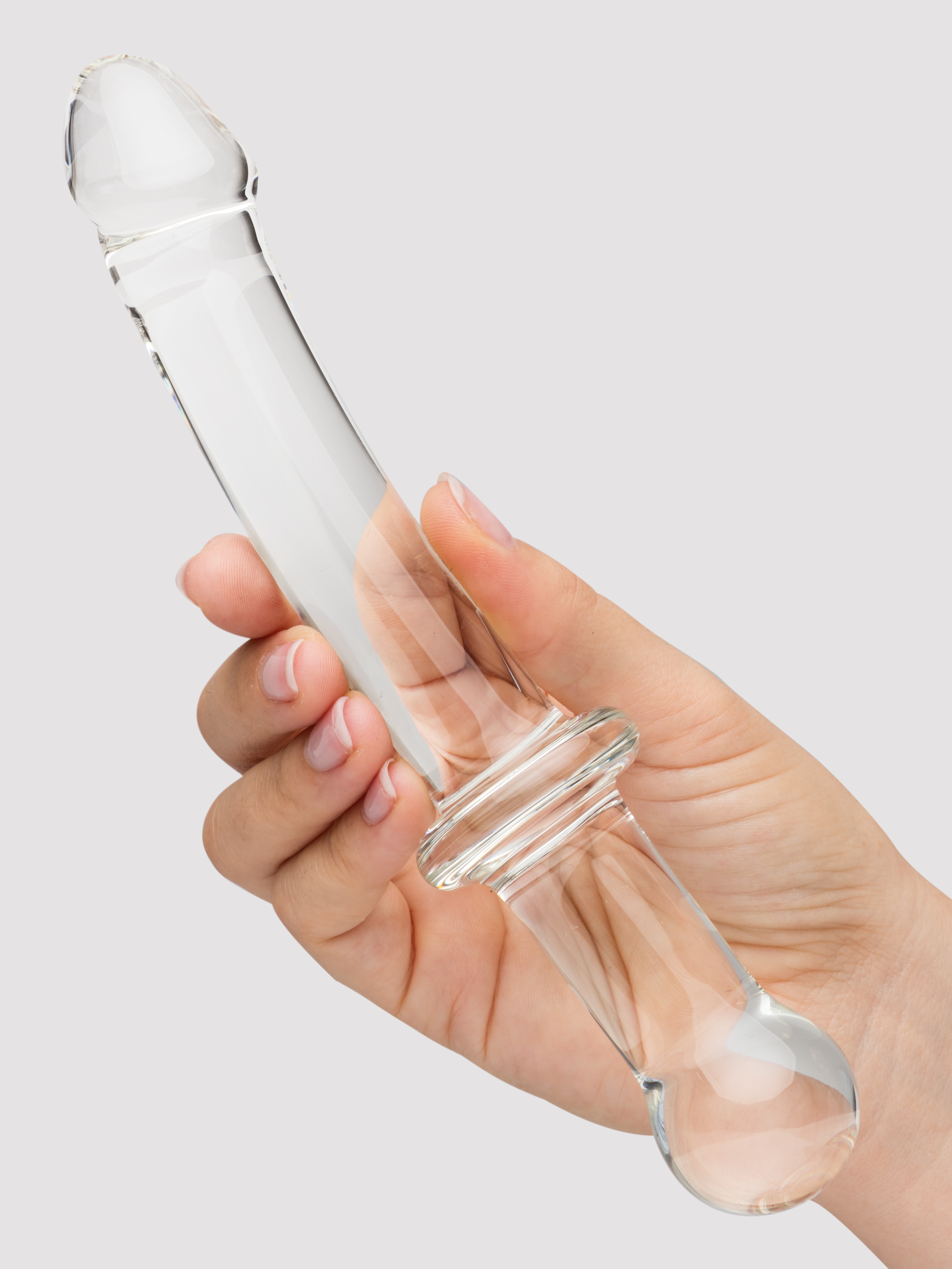 Lovehoney Realistic Sensual Glass Anal Dildo, Clear, hi-res