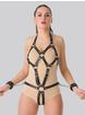 DOMINIX Deluxe Leather Open Cup Body Harness with Cuffs, Black, hi-res