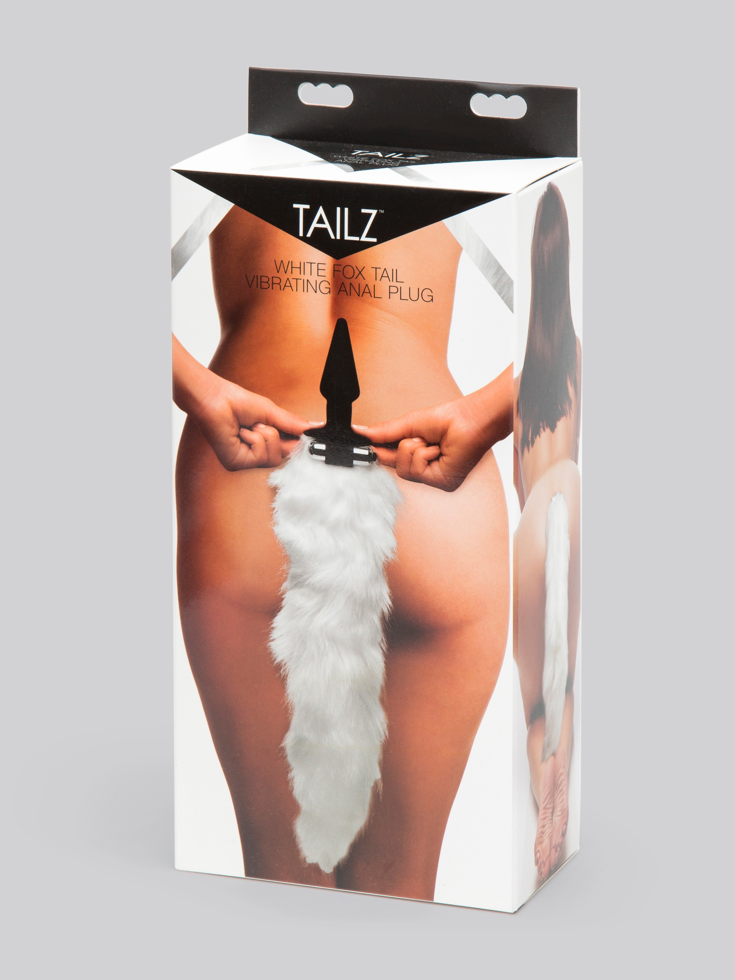 Frisky Faux Fur Fox Tail Vibrating Silicone Butt Plug 4 Inch, Black, hi-res