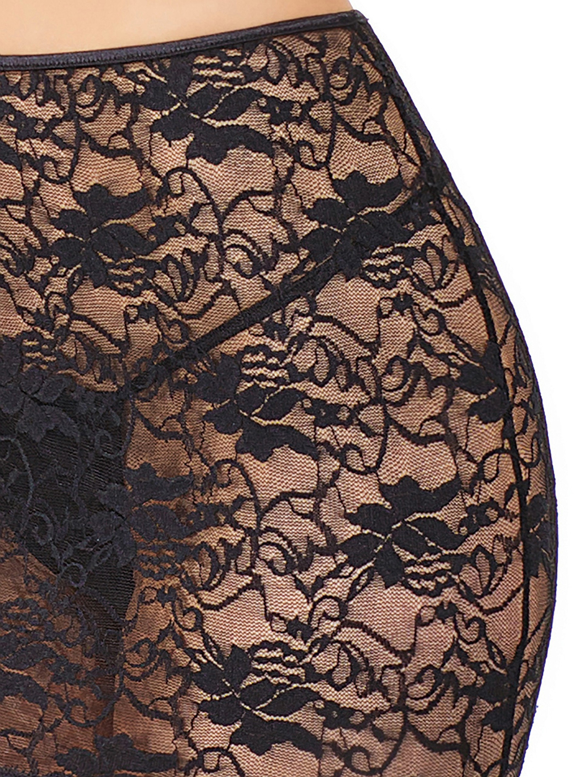 Coquette Stretch Lace Skirt with Suspenders, Black, hi-res
