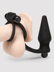 Lovehoney Wowzer 7 Function Double Cock Ring and Vibrating Butt Plug, Black, hi-res